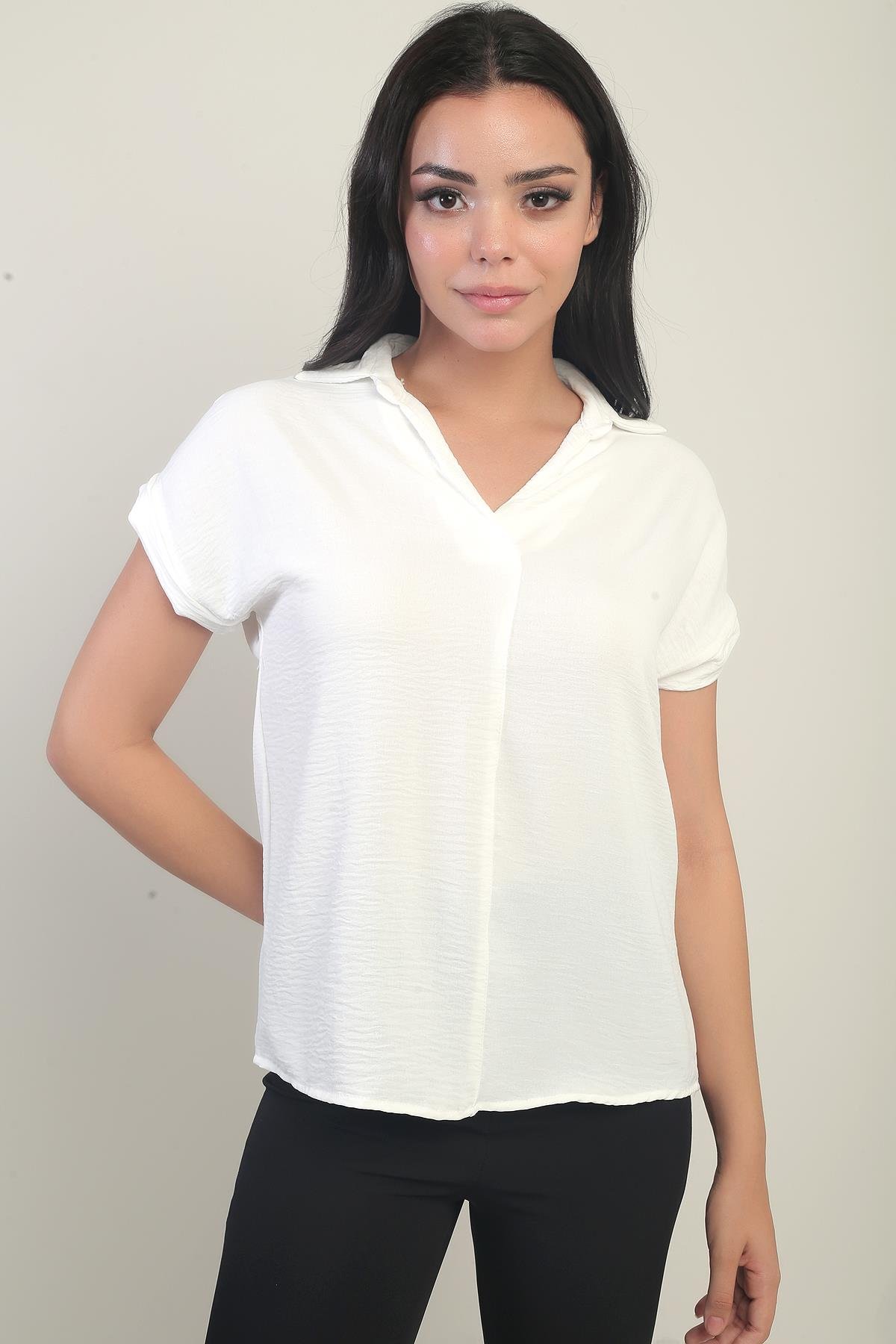 S-24Y2220006Polo Yaka Duble Kol Ayrobin Bluz