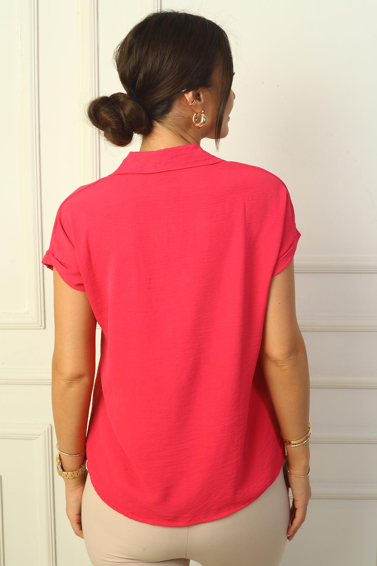 S-24Y2220006Polo Yaka Duble Kol Ayrobin Bluz