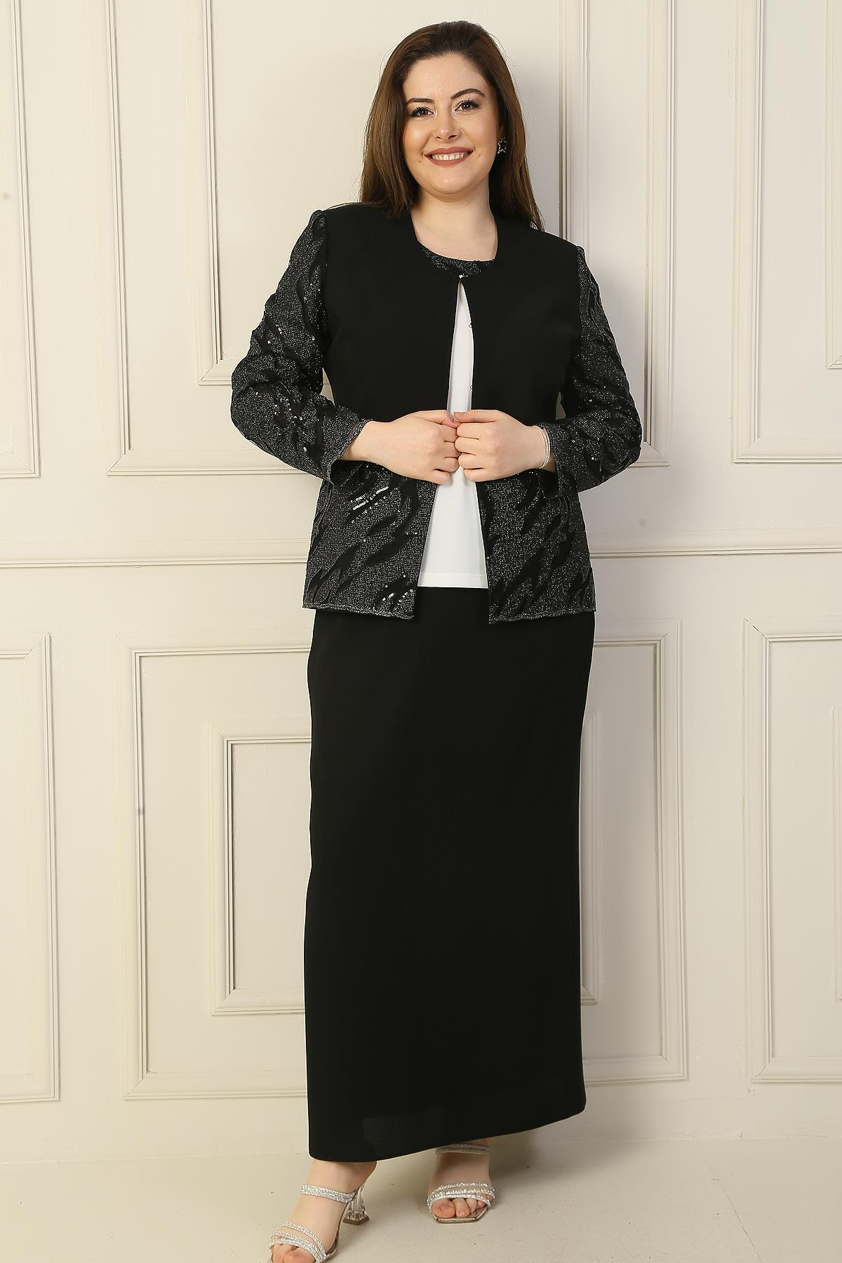 S-24Y3070005The Half-Moon Nakisislemeboncuk Detailed Sleeve Blouse Sequins jacket, skirt Coated oversized 3-Team