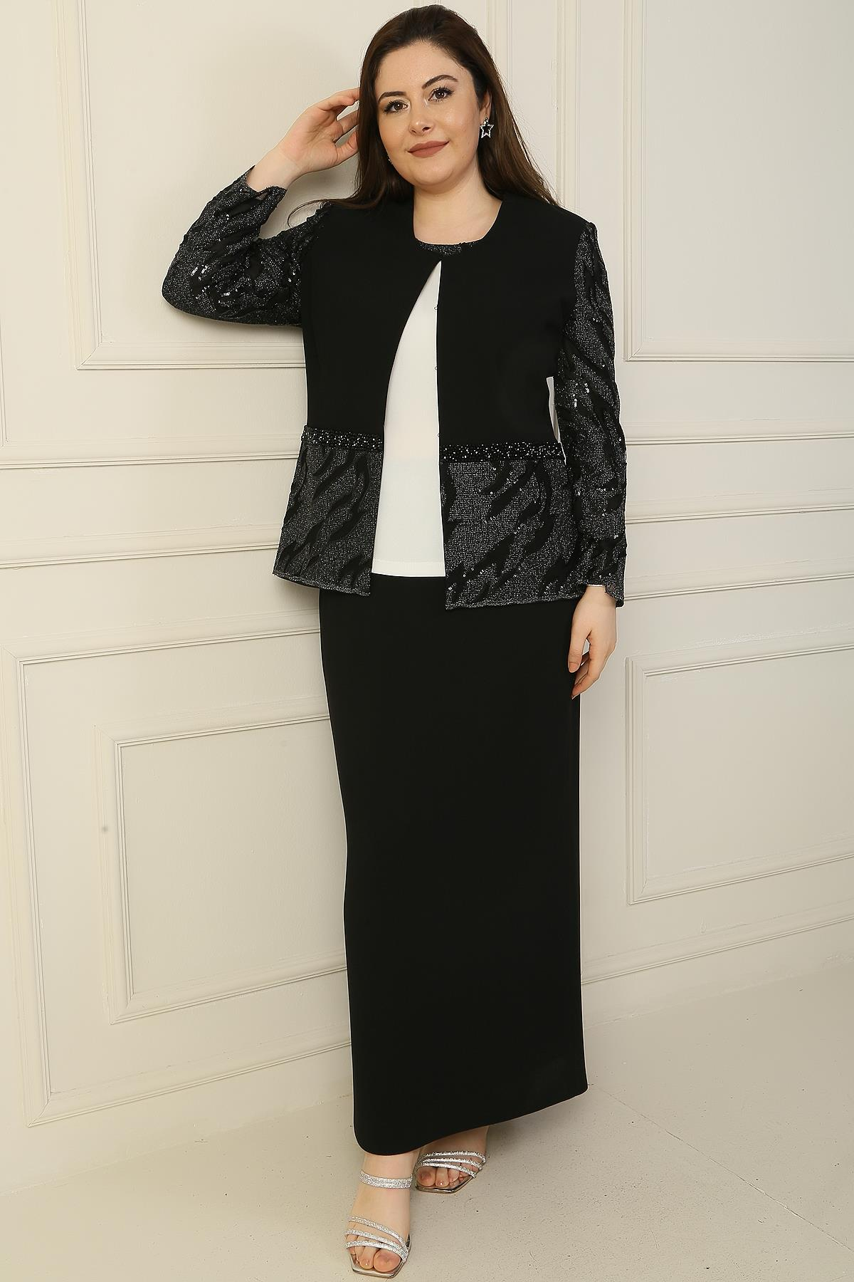 S-24Y3070005The Half-Moon Nakisislemeboncuk Detailed Sleeve Blouse Sequins jacket, skirt Coated oversized 3-Team