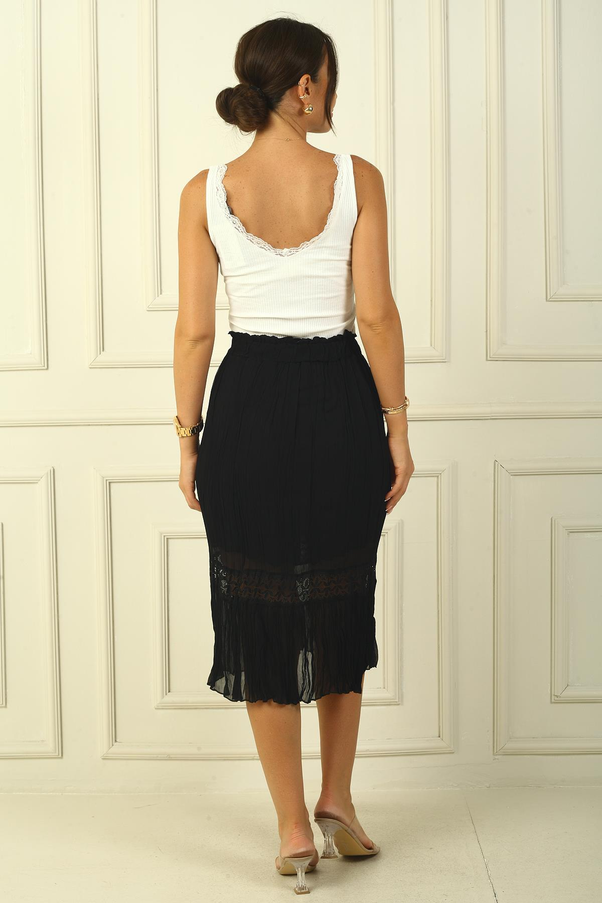 S-24Y3080007Dec Elastic Lace Chiffon Skirt