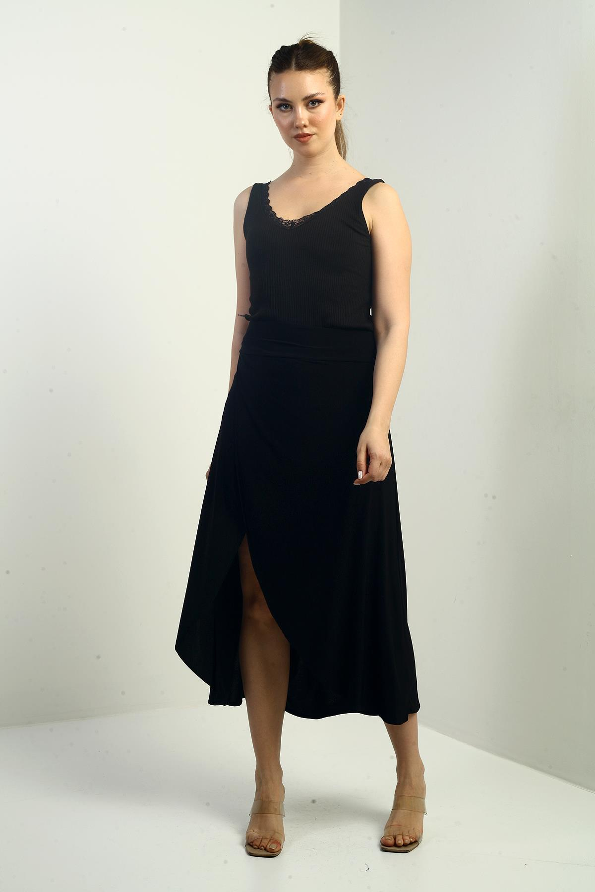 S-25K2220001Kadın İçi Şortlu Sandy Uzun Etek