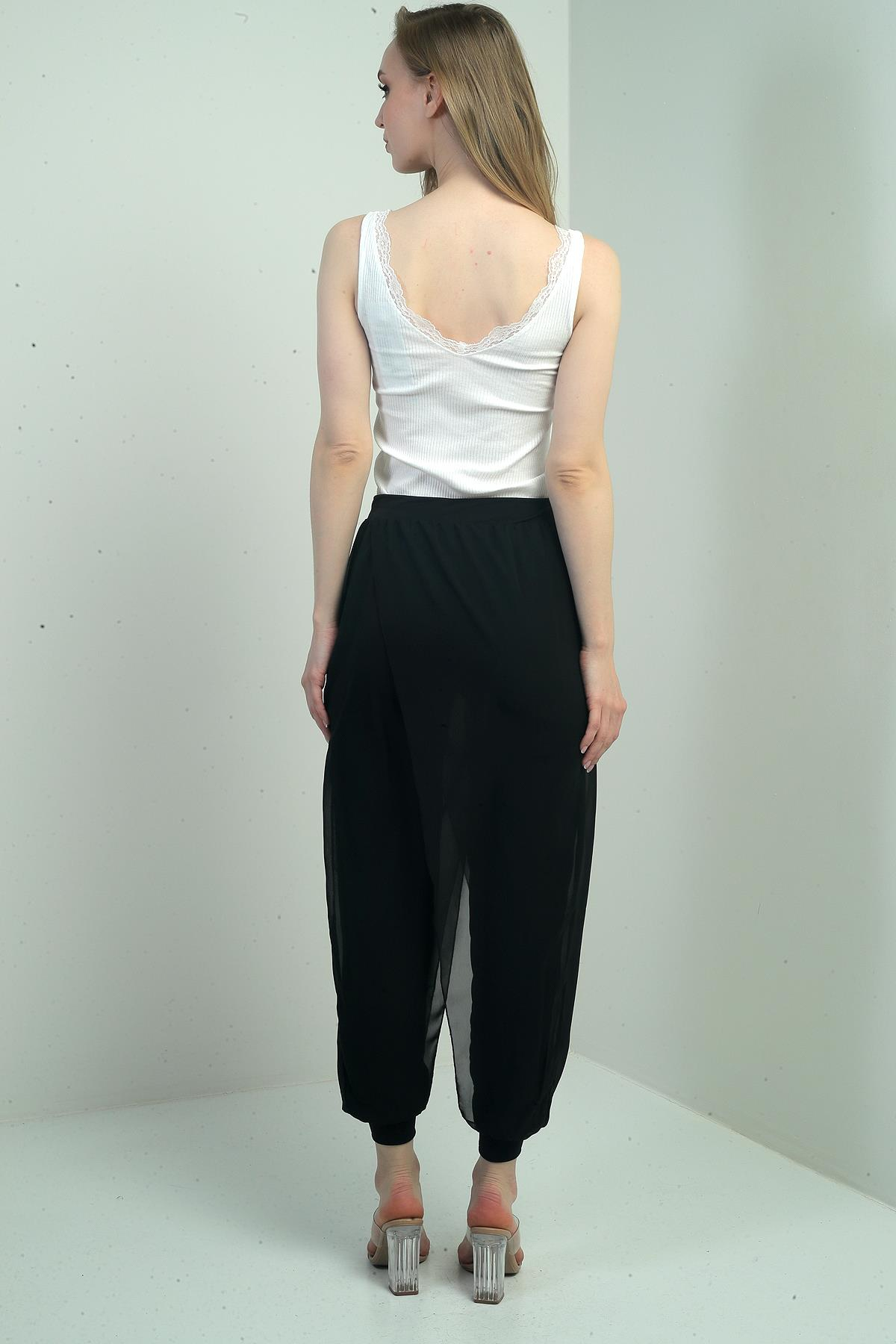 S-25Y0270008Kadın Üstü Şifon Beli Lastikli Şalvar Pantolon