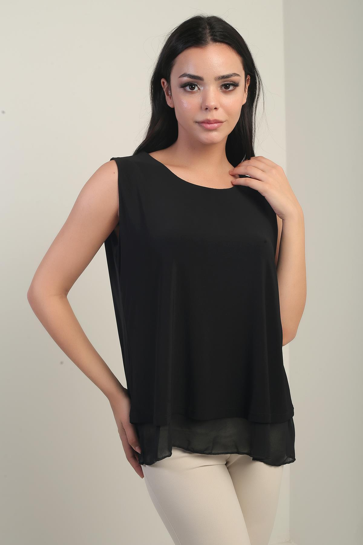 S-25Y0270024Kadın Çift Katlı Şifonlu Sandy Bluz