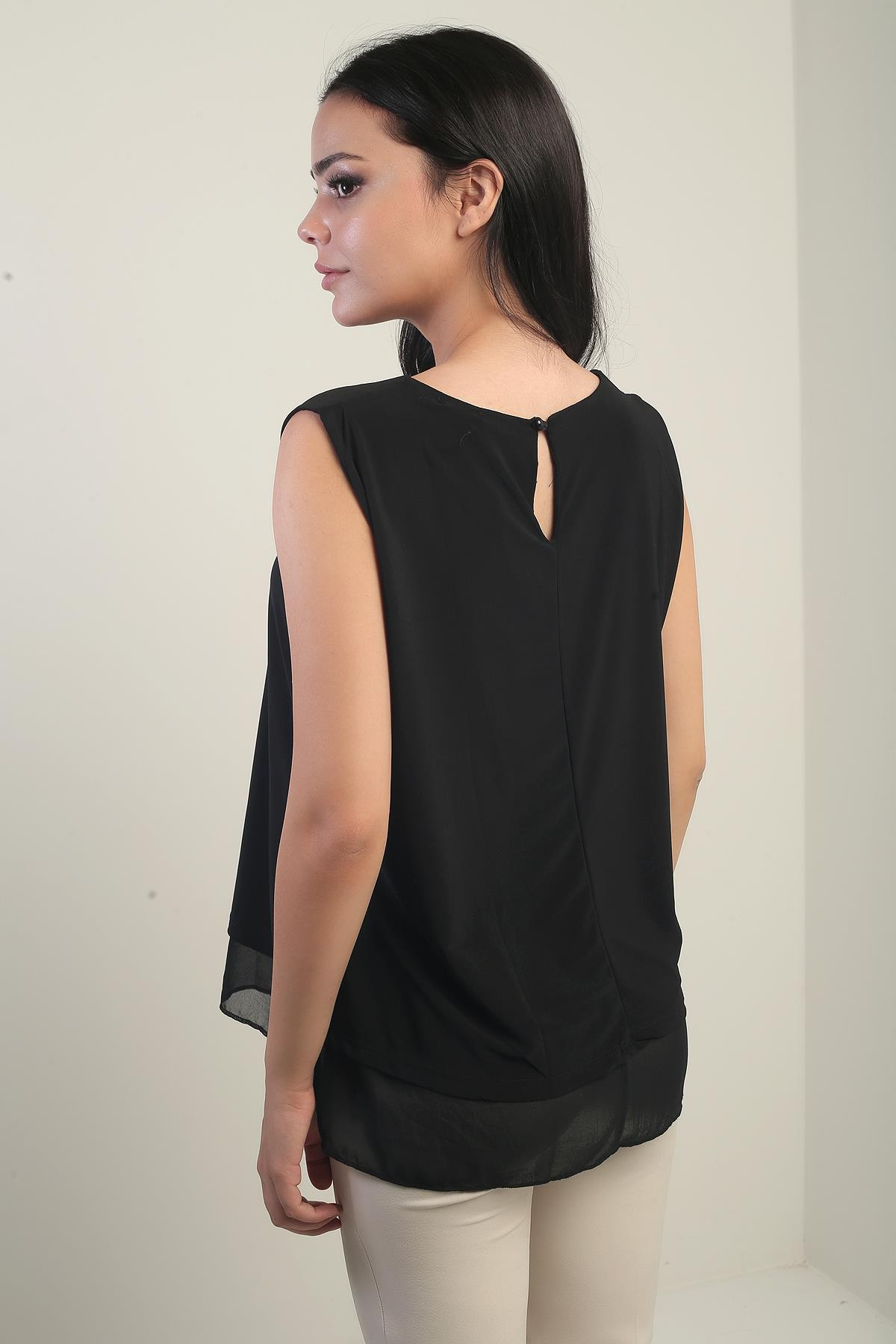 S-25Y0270024Kadın Çift Katlı Şifonlu Sandy Bluz