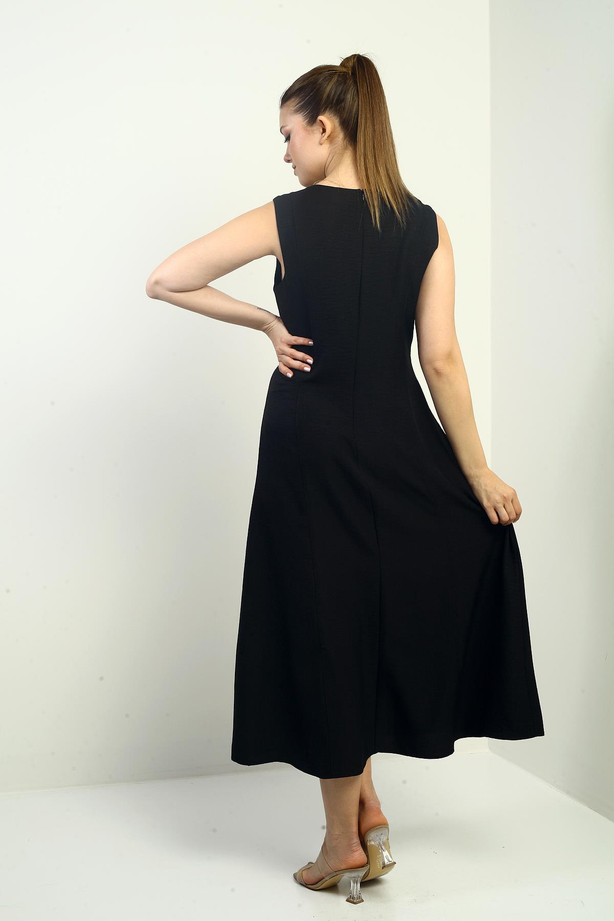 S-25Y0840007Kadın Zincir Detaylı Midi Elbise