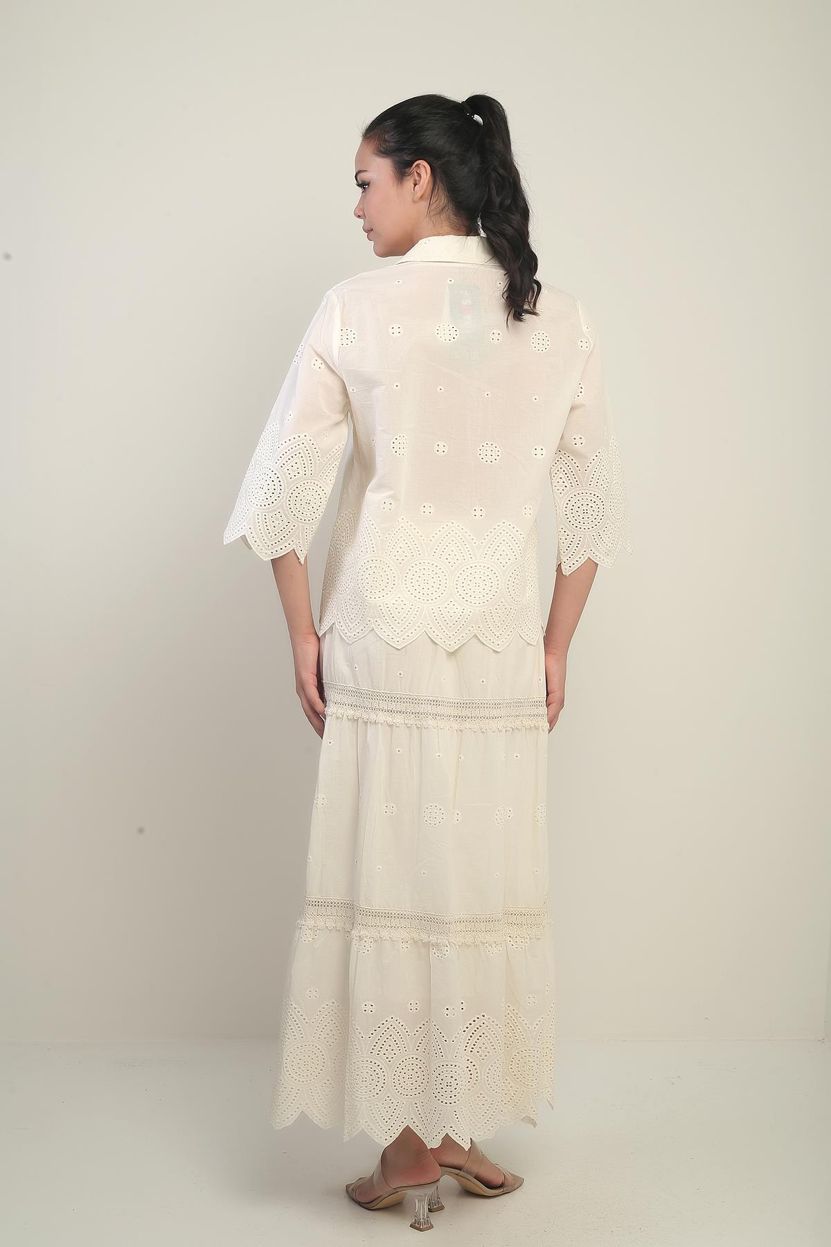 S-25Y1690005Kadın Gömlek-Etek Astarlı 2'li FistoTakım