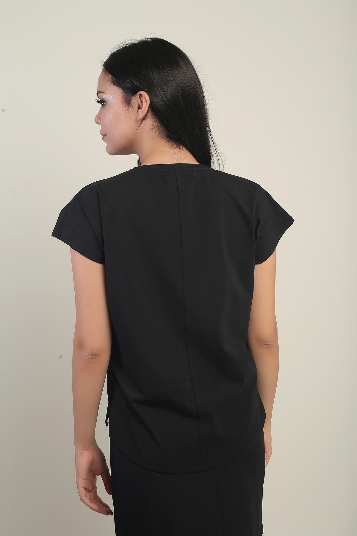 S-25Y2800002Kadın Gül Detaylı Likralı Bluz