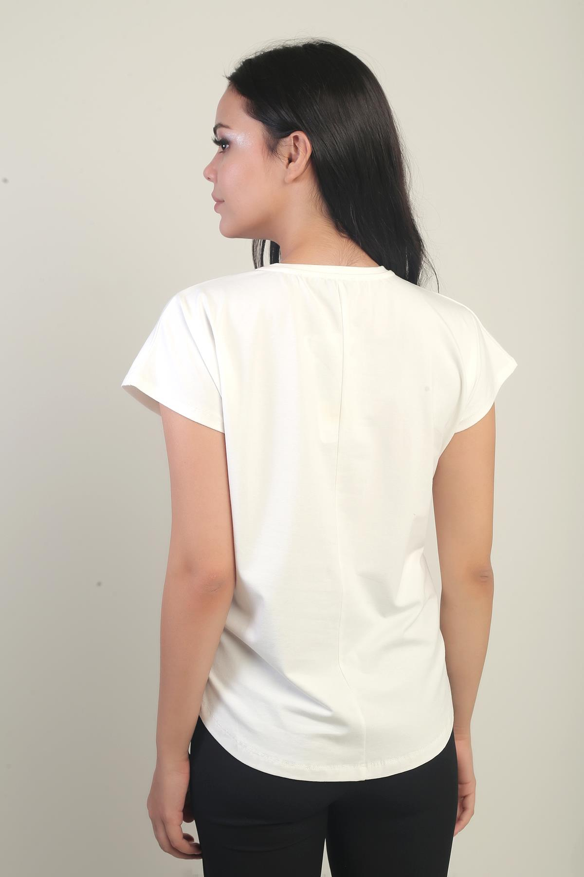 S-25Y2800003Kadın Çiçek Detaylı Likralı Bluz