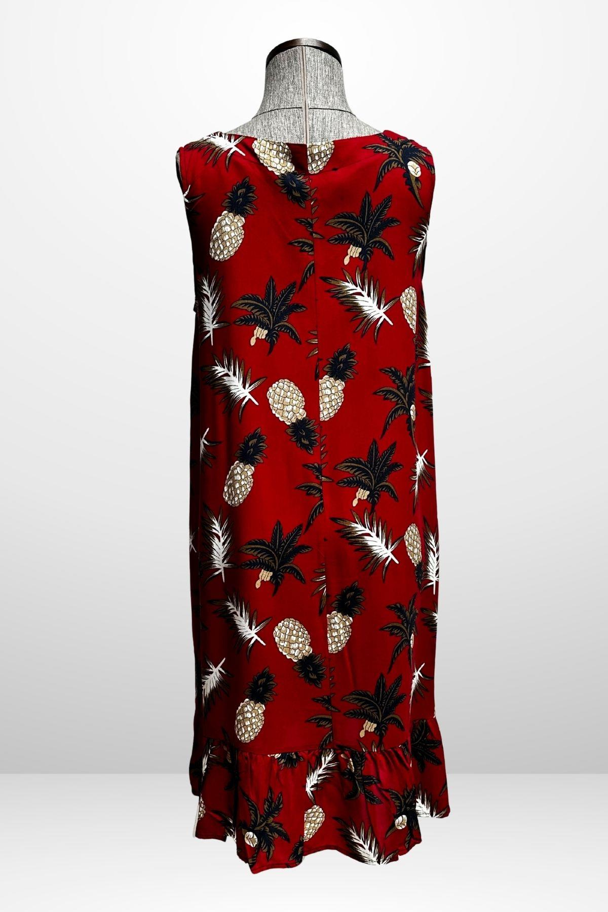 S-25Y3880015Kadın V Yaka Ananaslı Eteği Fırfırlı Rahat Kalıp Elbise