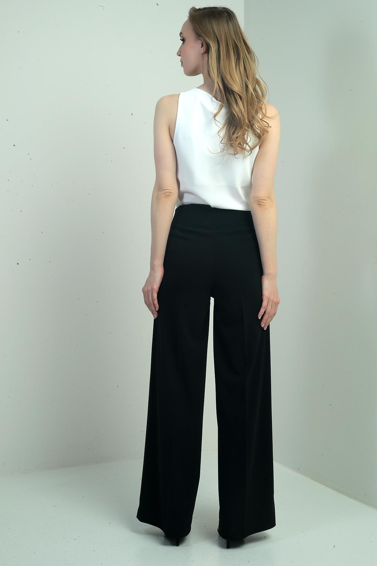 S-25Y4260003Kadın Yüksek Bel Scuba Krep Palazzo Pantolon