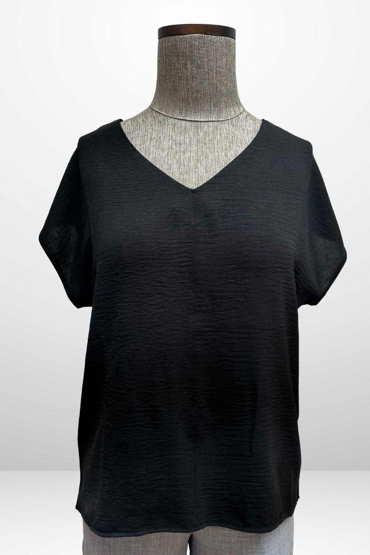 S-25Y4370006Kadın V Yaka Ayrobin Bluz