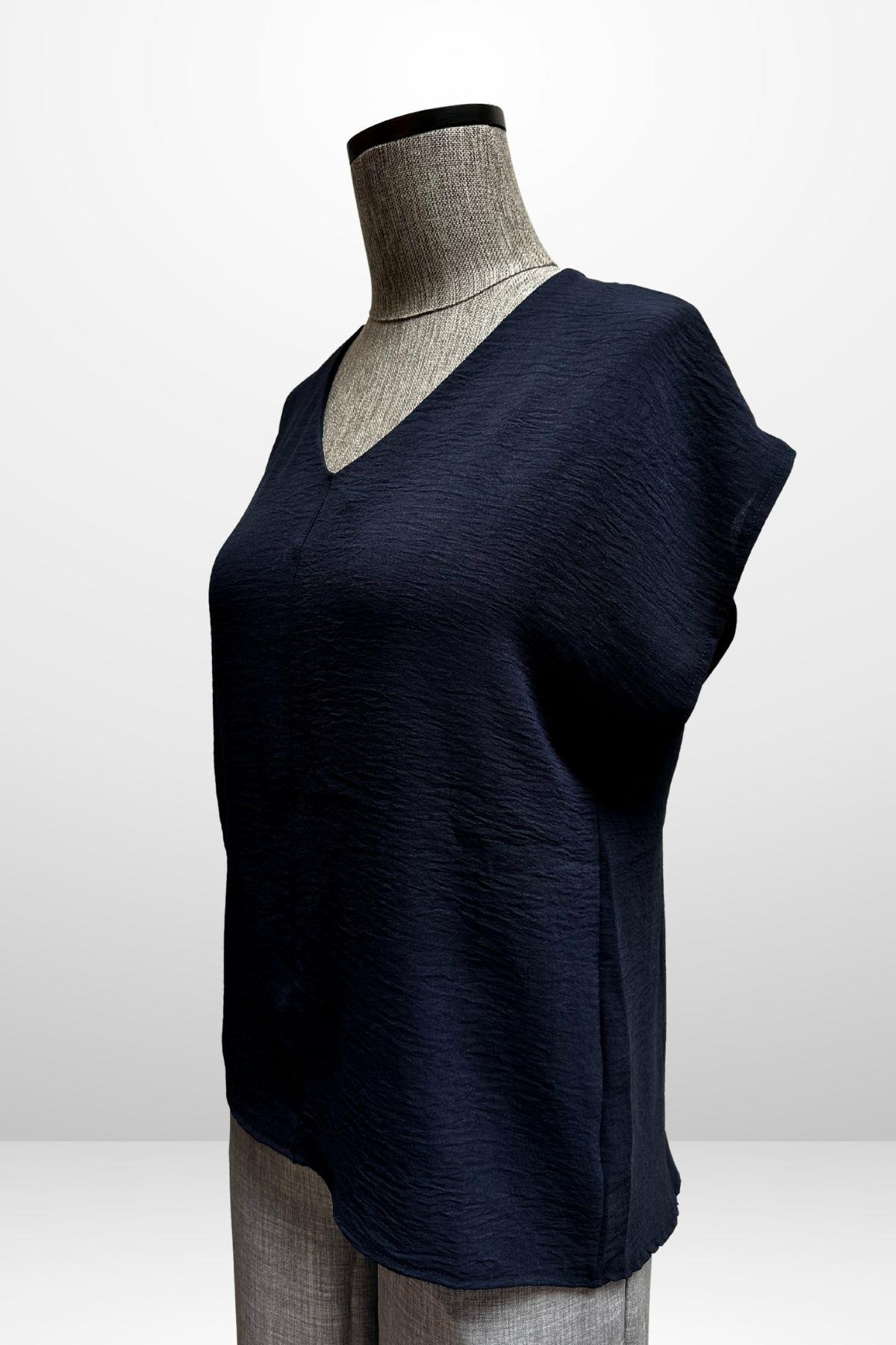 S-25Y4370006Kadın V Yaka Ayrobin Bluz