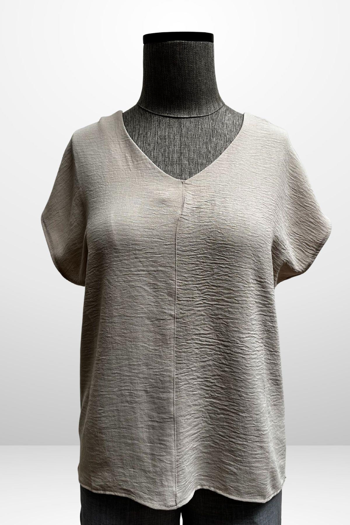 S-25Y4370006Kadın V Yaka Ayrobin Bluz