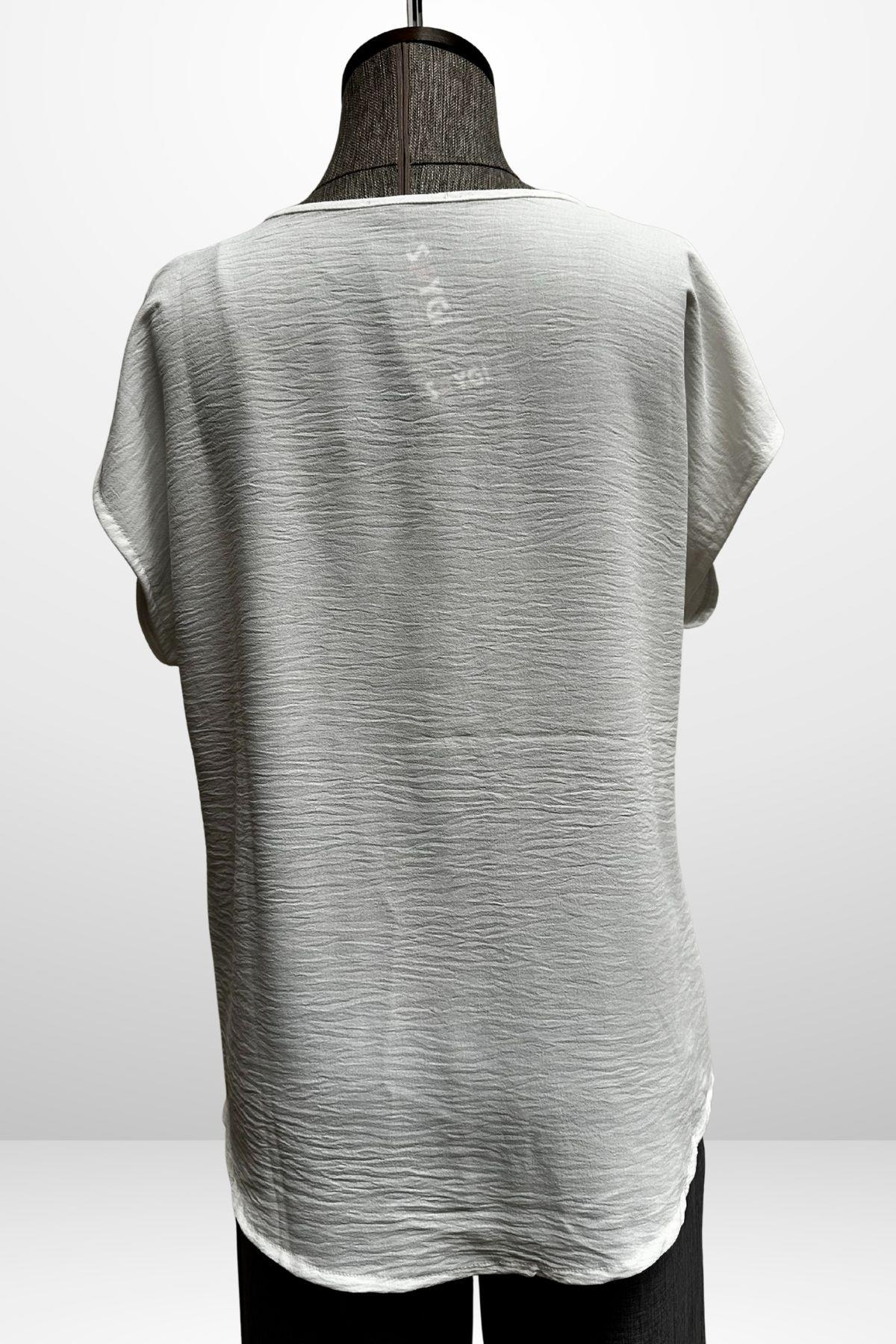 S-25Y4370006Kadın V Yaka Ayrobin Bluz