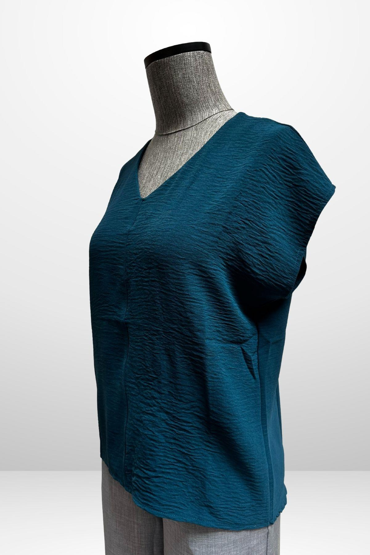 S-25Y4370006Kadın V Yaka Ayrobin Bluz