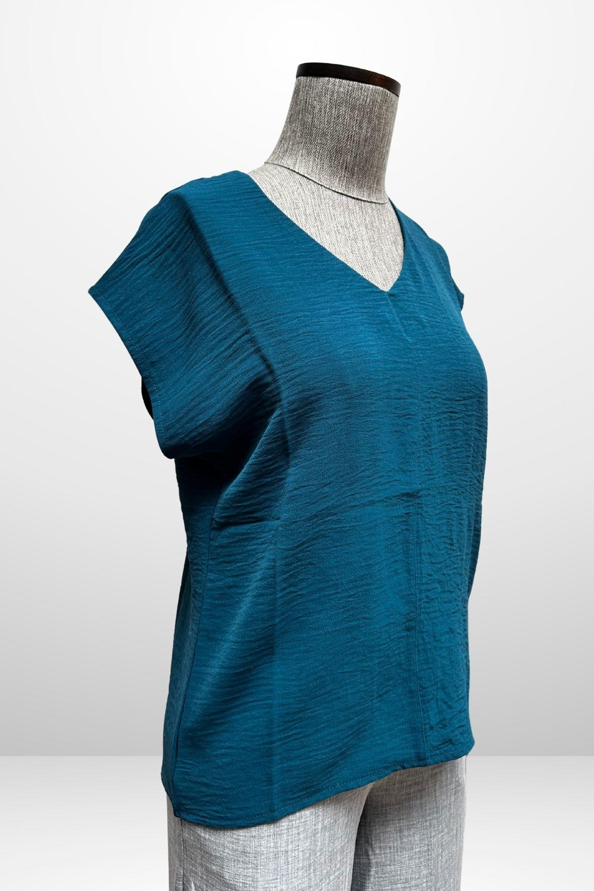 S-25Y4370006Kadın V Yaka Ayrobin Bluz