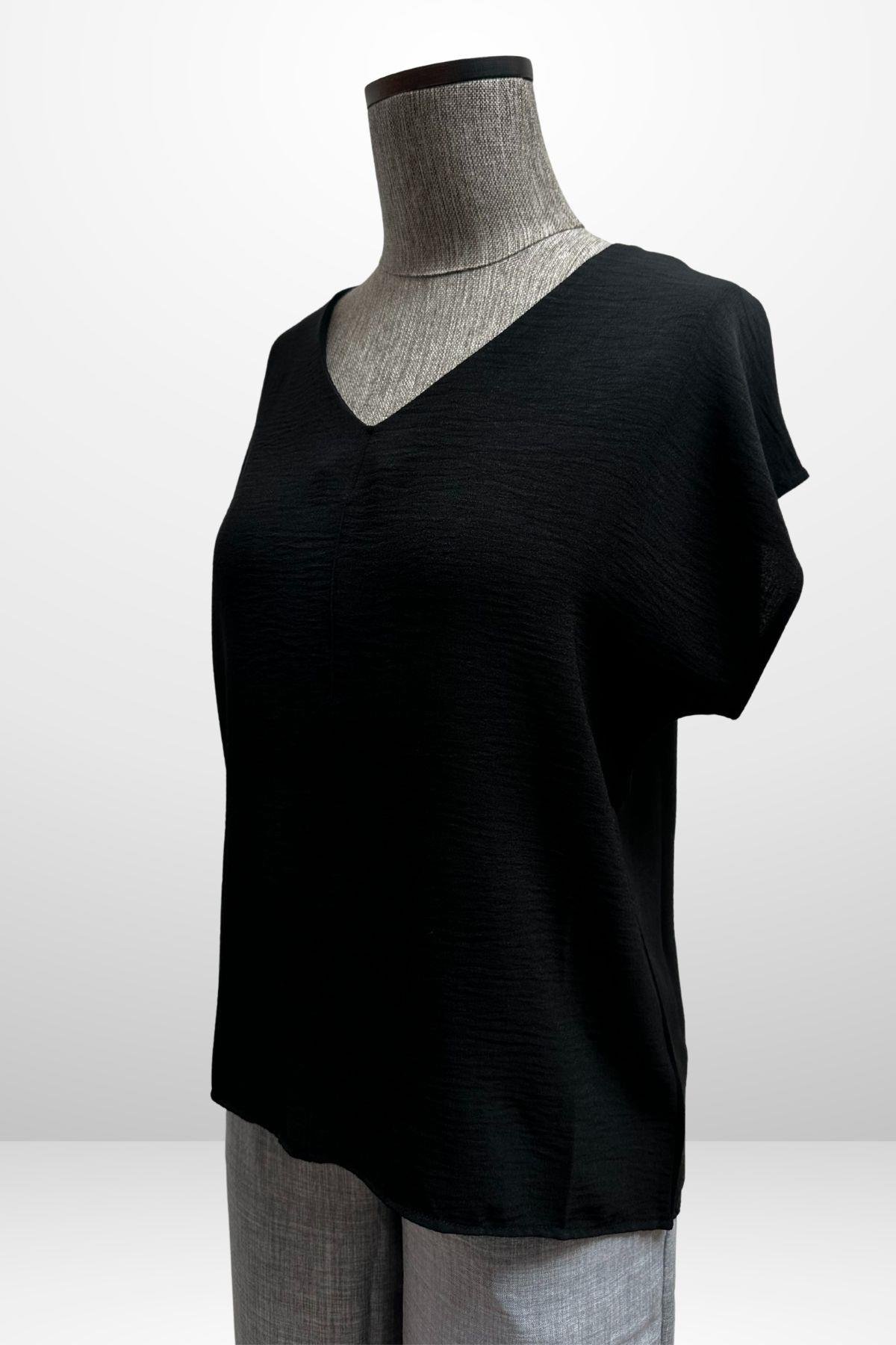 S-25Y4370006Kadın V Yaka Ayrobin Bluz