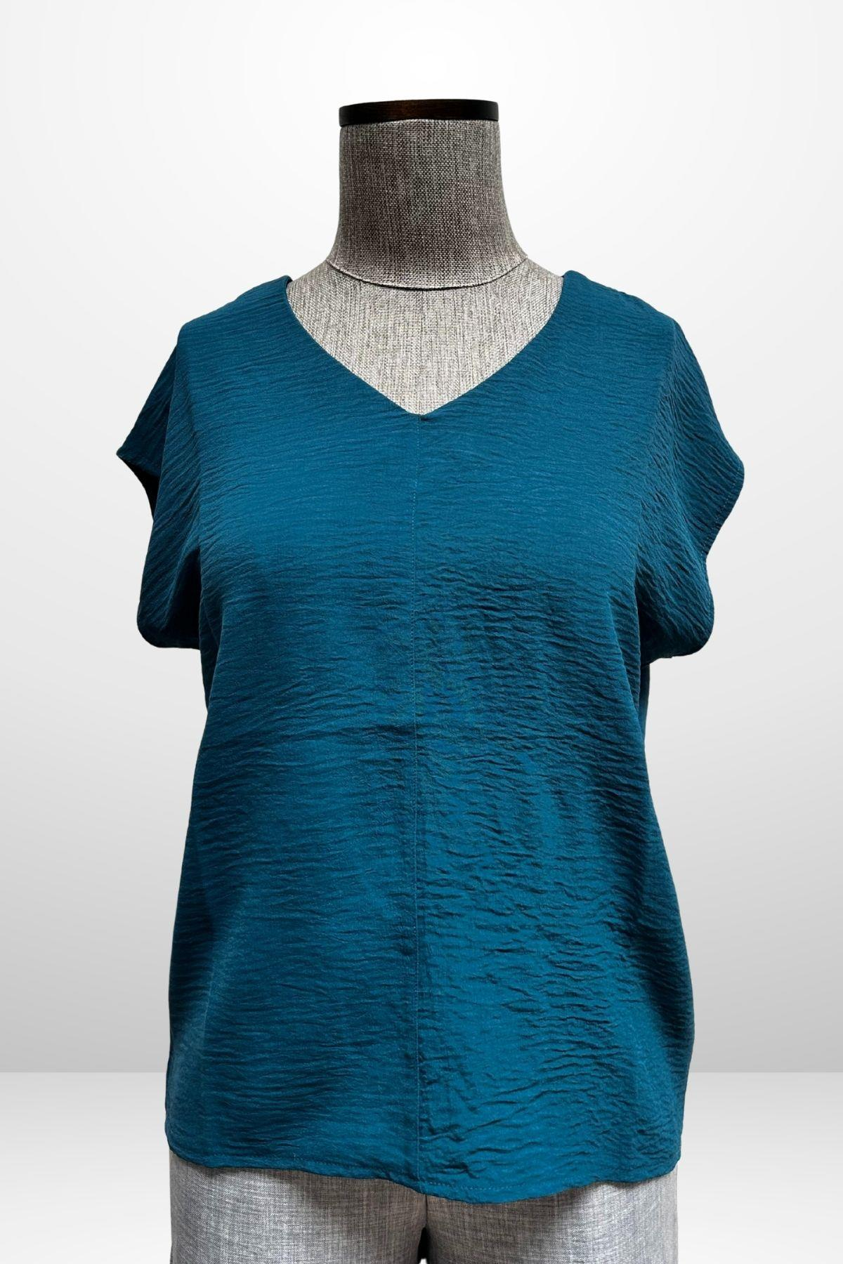 S-25Y4370006Kadın V Yaka Ayrobin Bluz