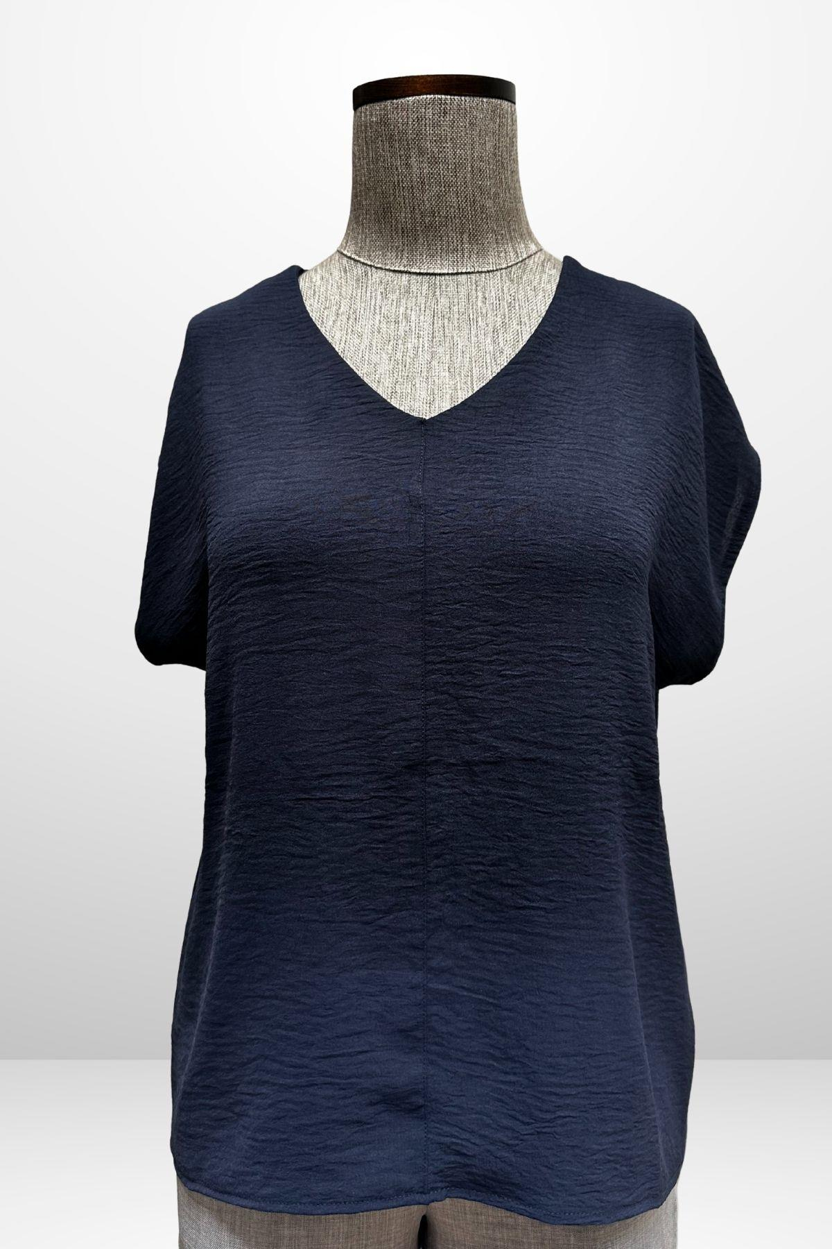 S-25Y4370006Kadın V Yaka Ayrobin Bluz