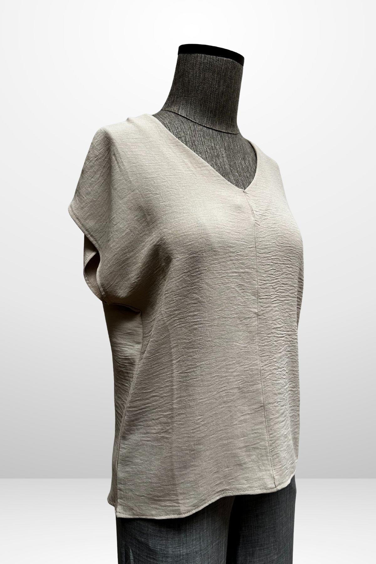 S-25Y4370006Kadın V Yaka Ayrobin Bluz