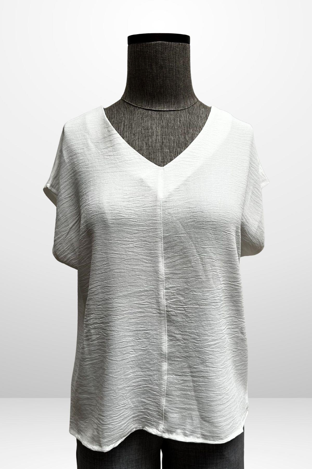 S-25Y4370006Kadın V Yaka Ayrobin Bluz