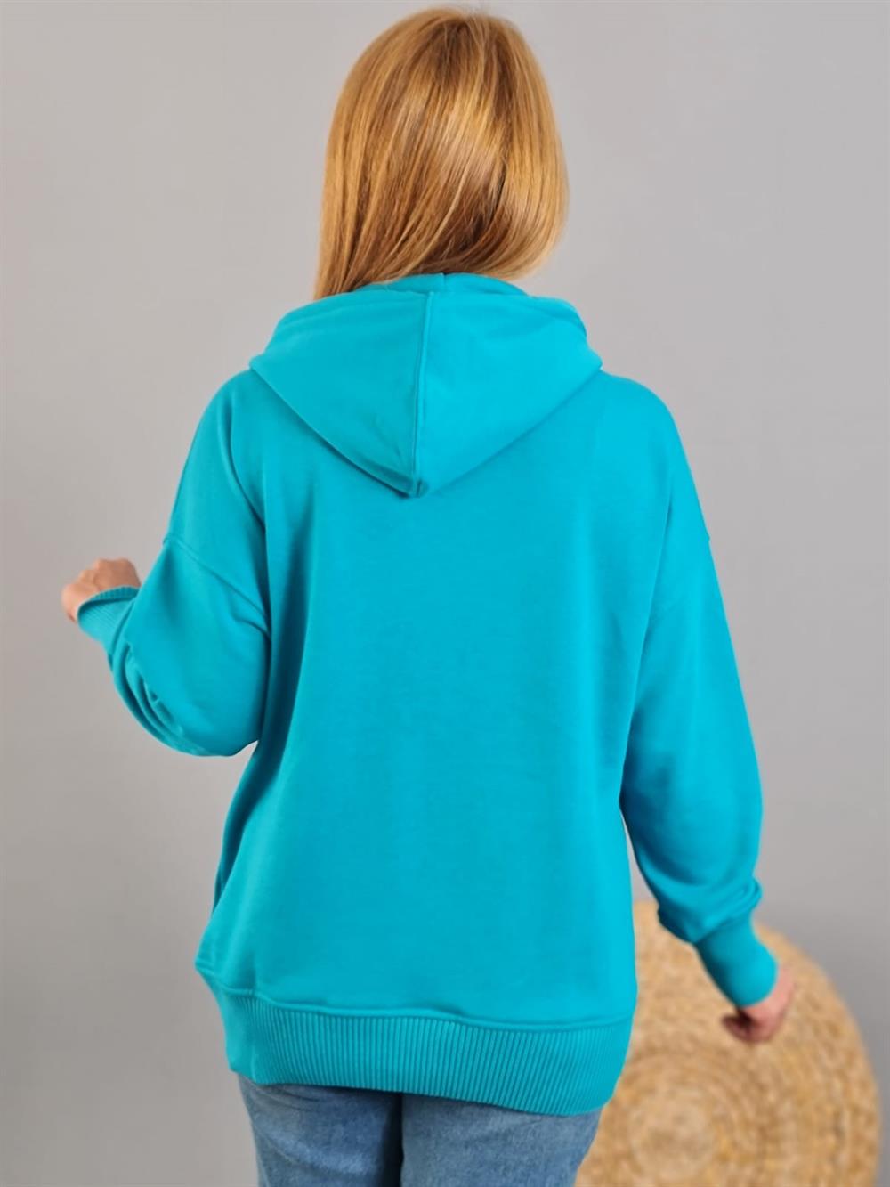 FELİX10871 Kapüşonlu Mavi Sweatshirt