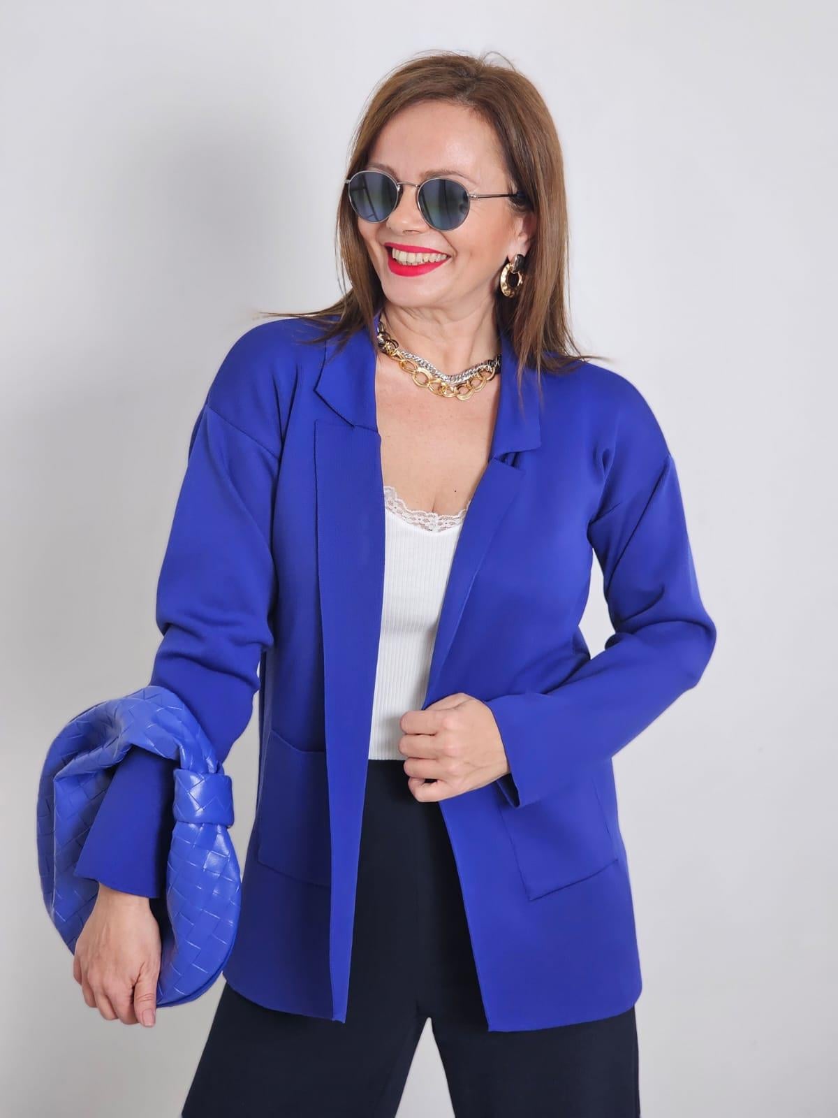 FELİX12874 Saks Blazer Triko Ceket