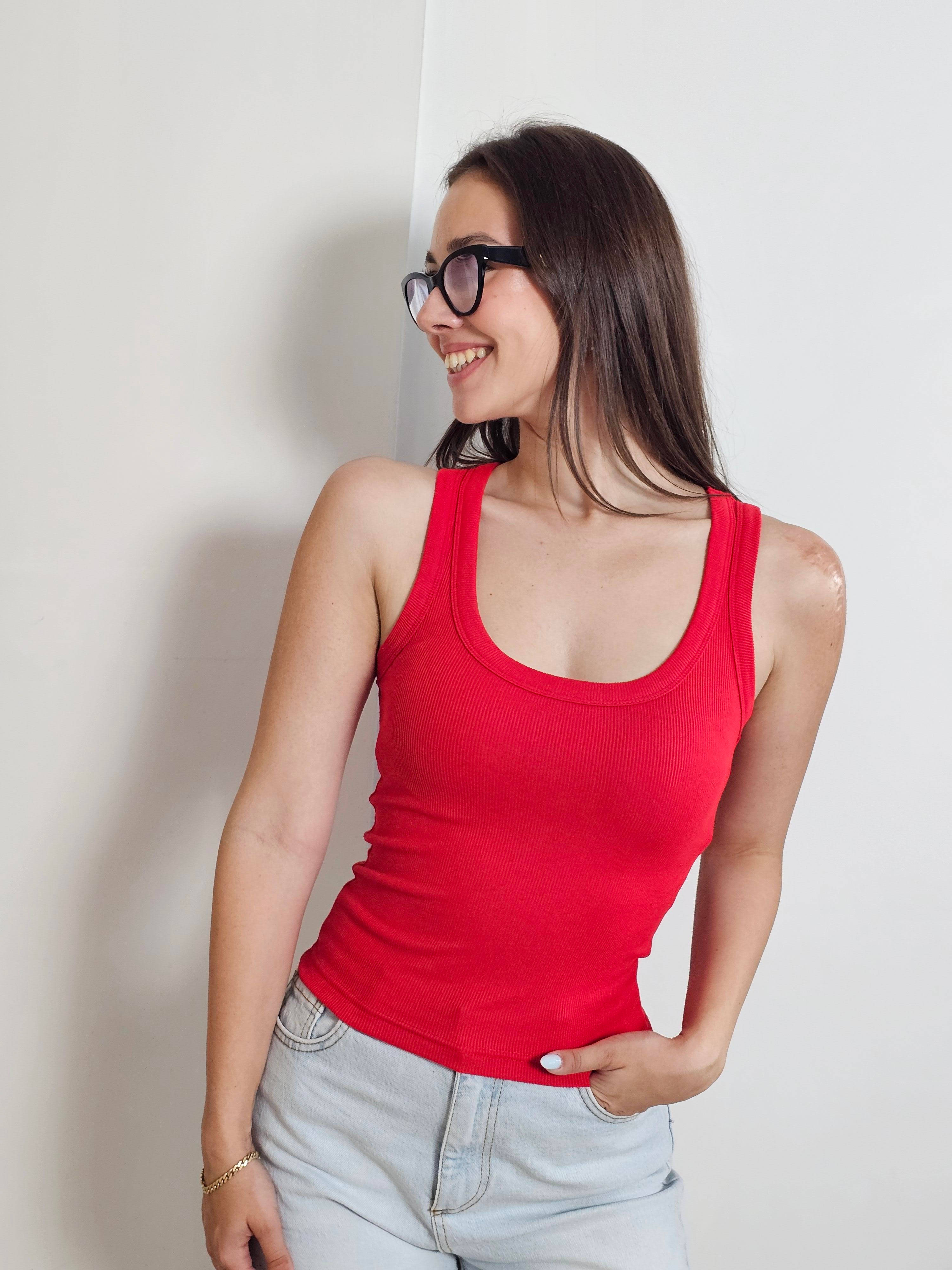 FELİX13983 Fitilli Kırmızı Atlet Bluz