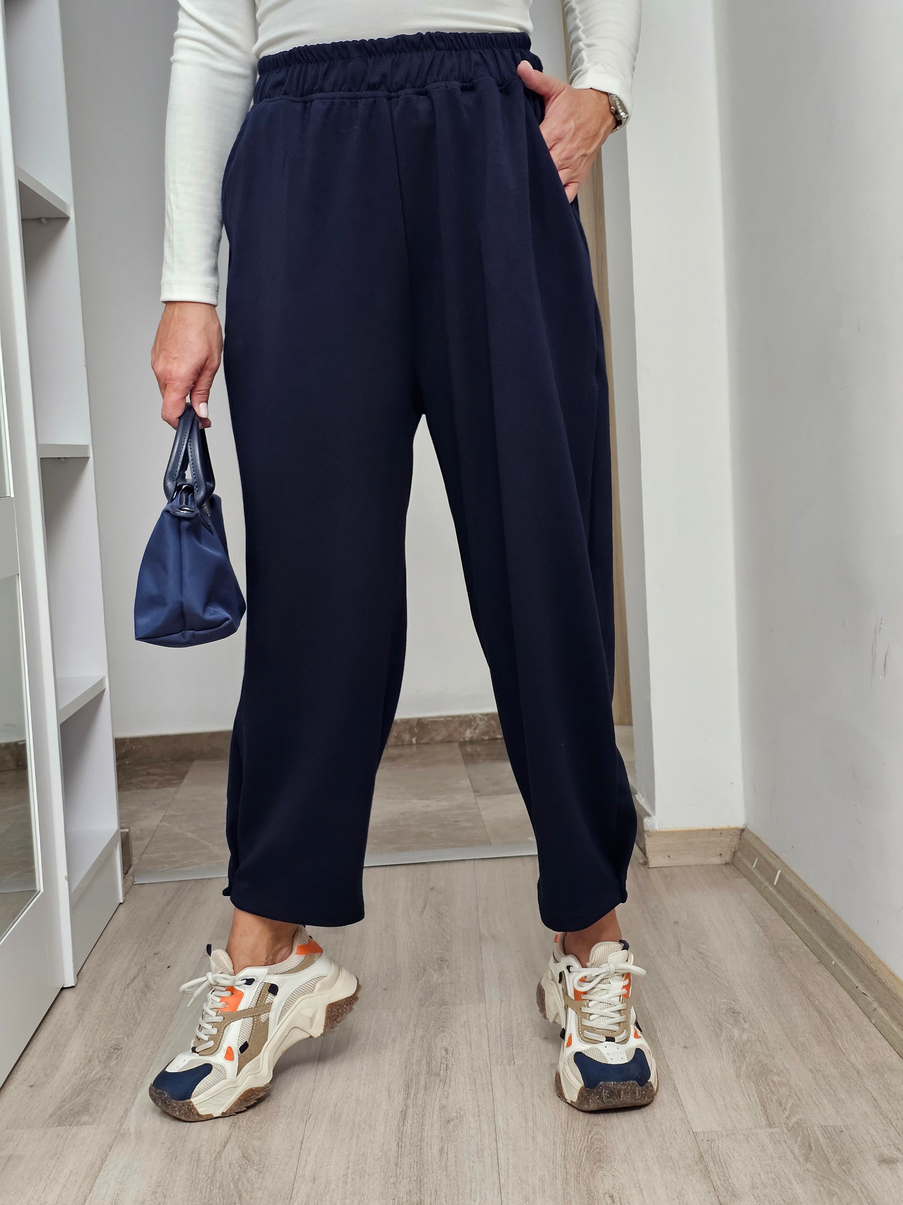 FELİX14079 Bel Lastikli Modal Lacivert Şalvar Kesim Pantolon