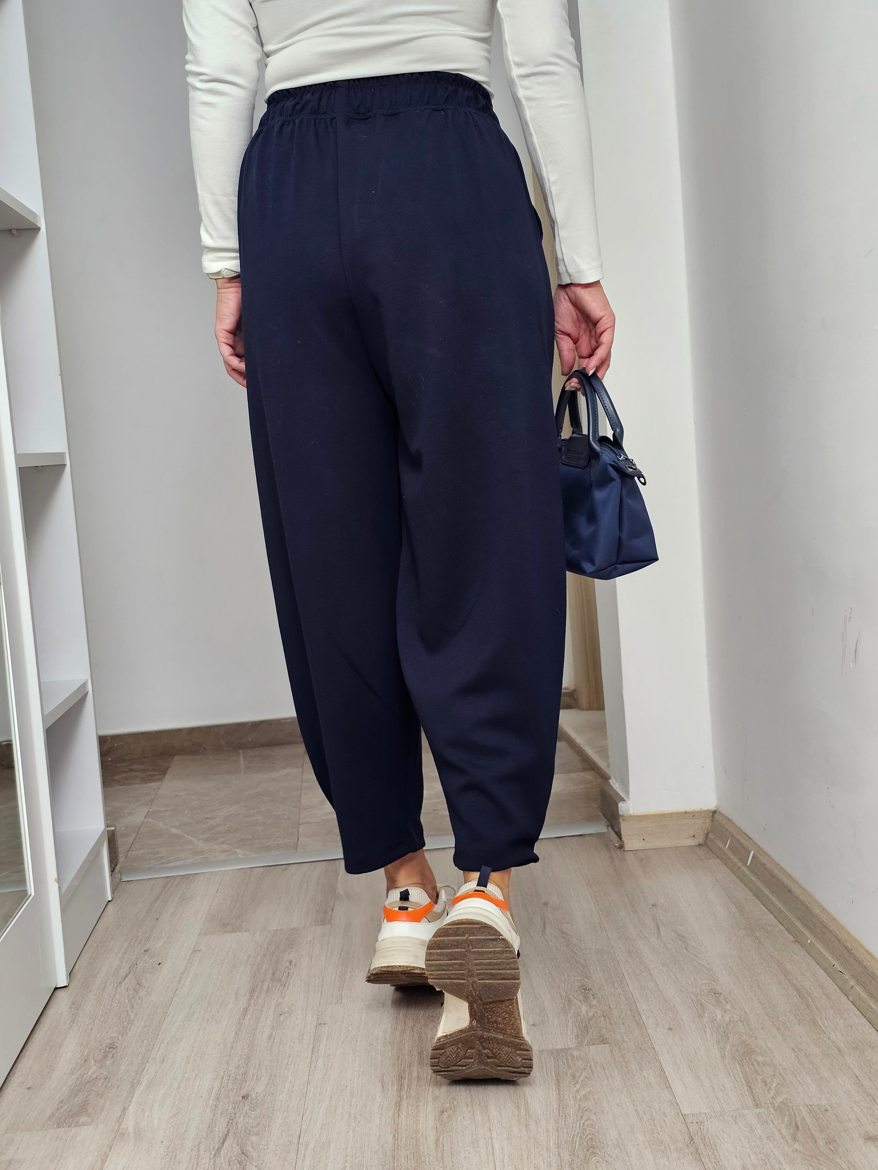FELİX14079 Bel Lastikli Modal Lacivert Şalvar Kesim Pantolon