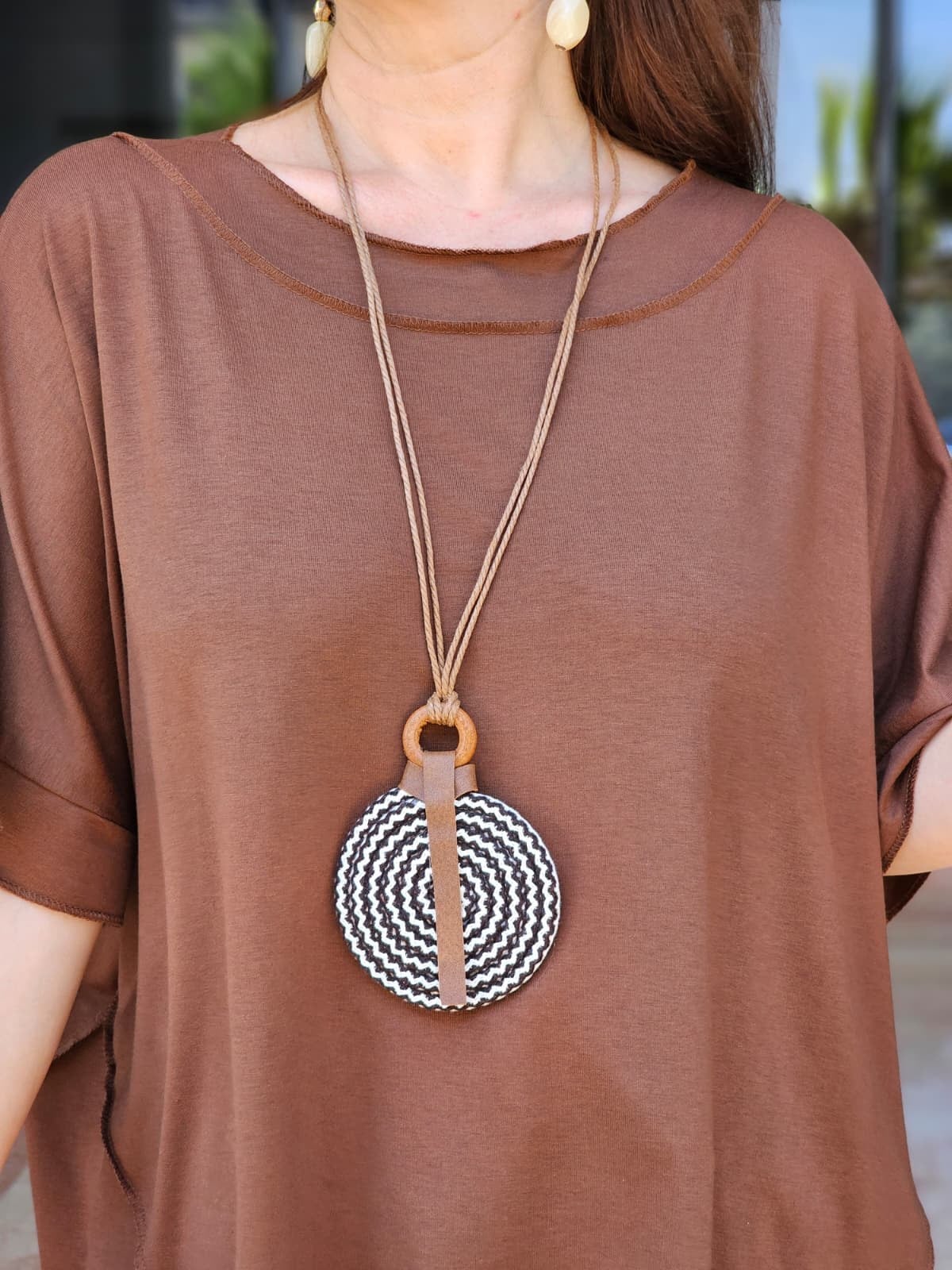 FELİX15301 Kahverengi Spiral Kolye