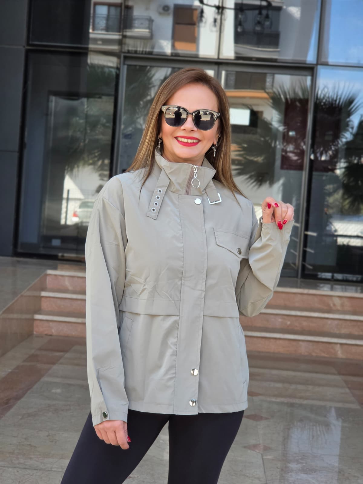 FELİX15645 Vizon Astarlı Siyah Yağmurluk Mont