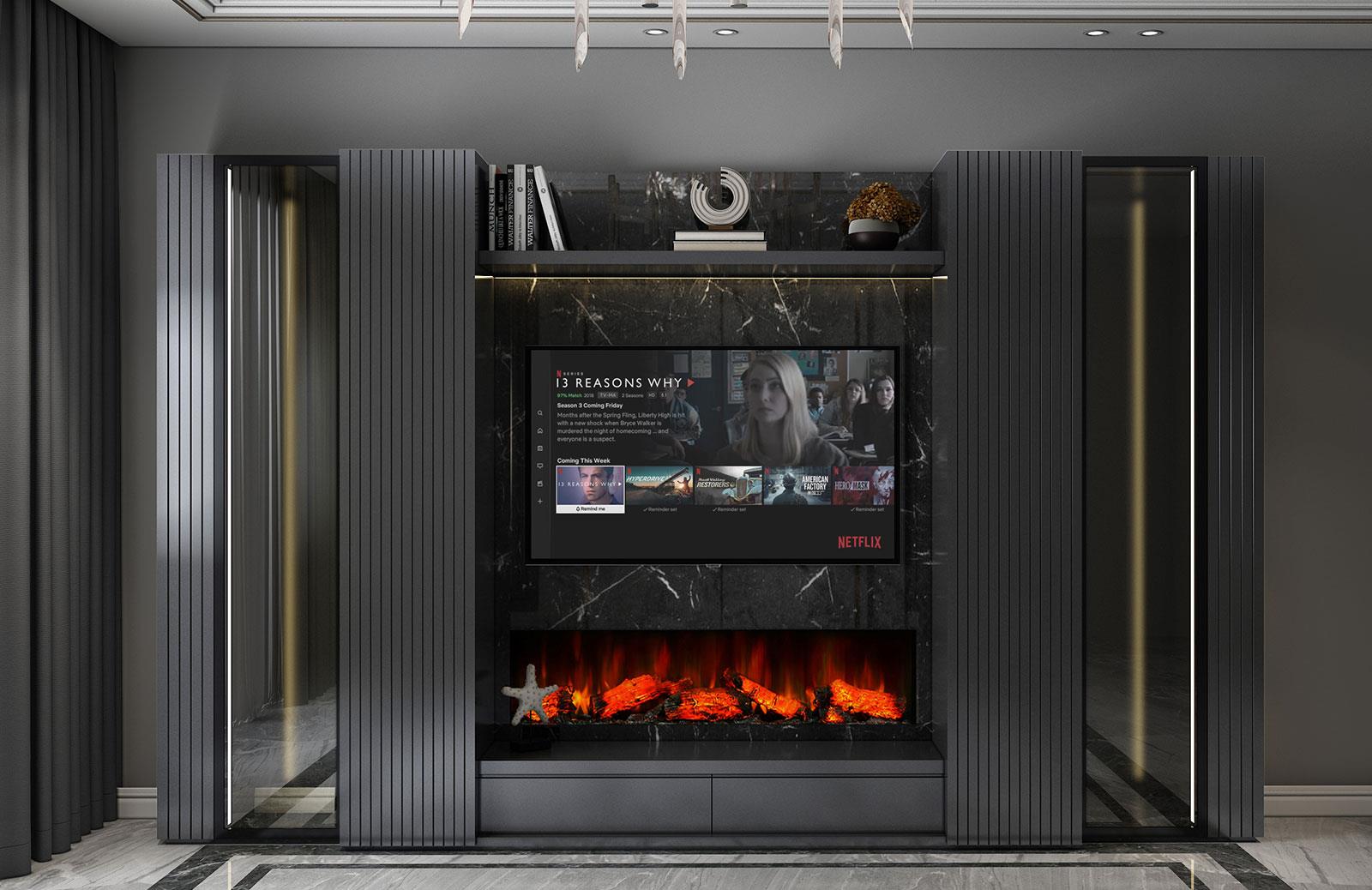 Arjin Duvar Ünitesi Şömineli