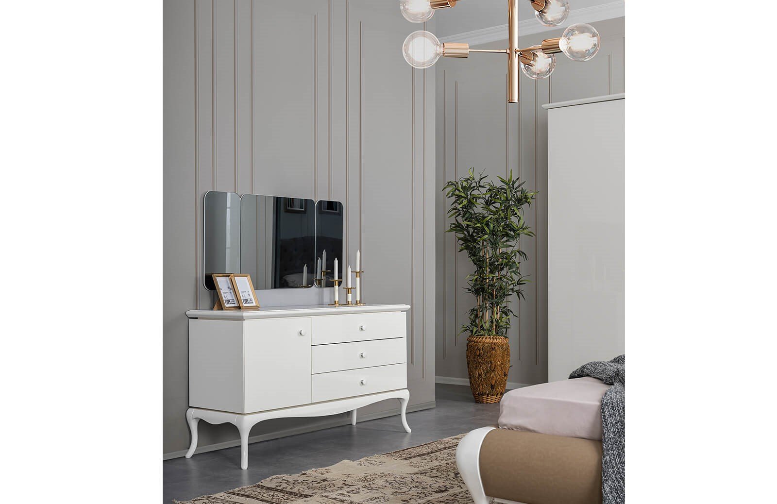 Barok Yatak Odası Takımı Ekru