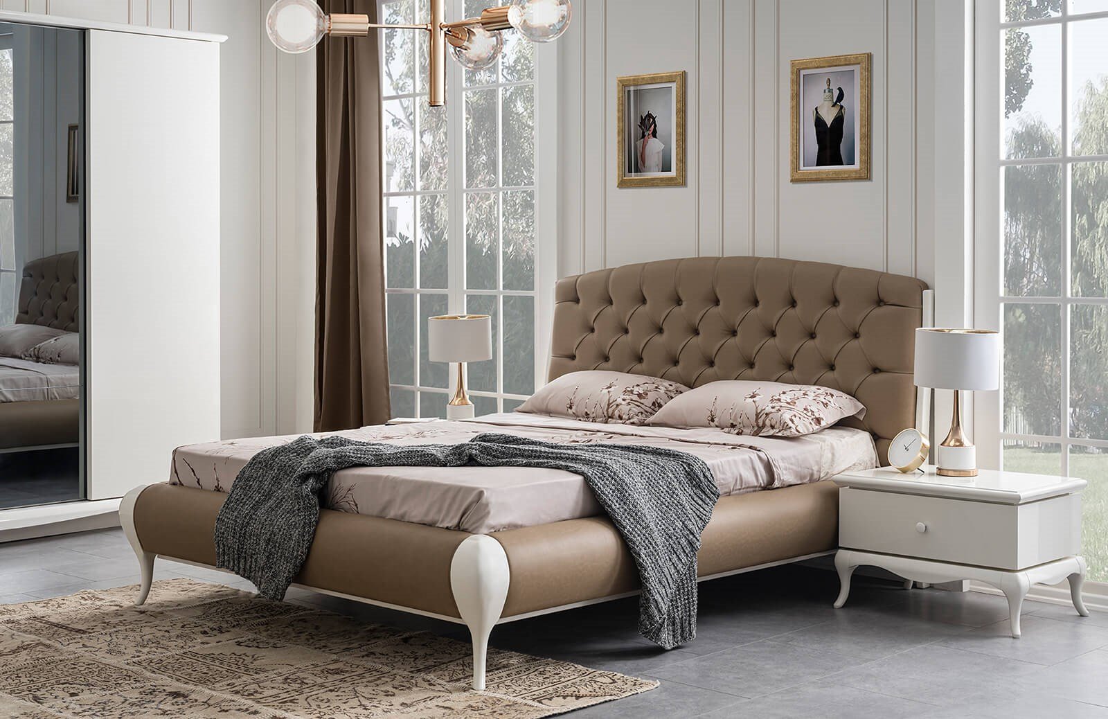 Barok Yatak Odası Takımı Ekru