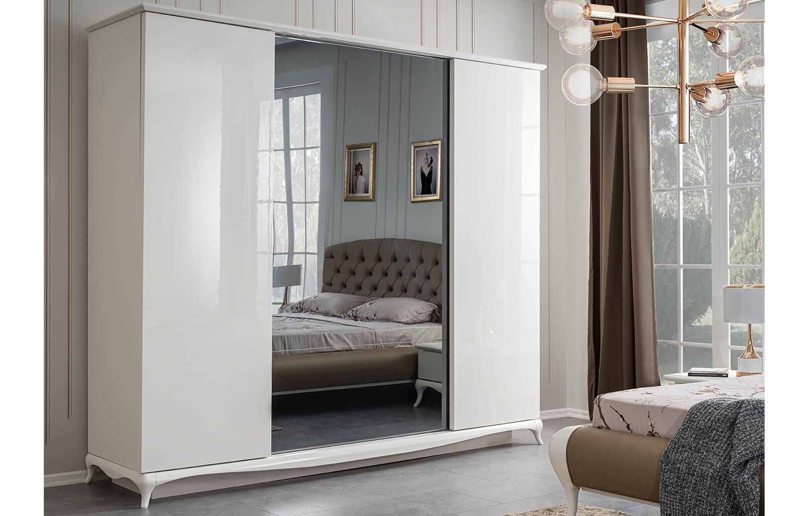 Barok Yatak Odası Takımı Ekru