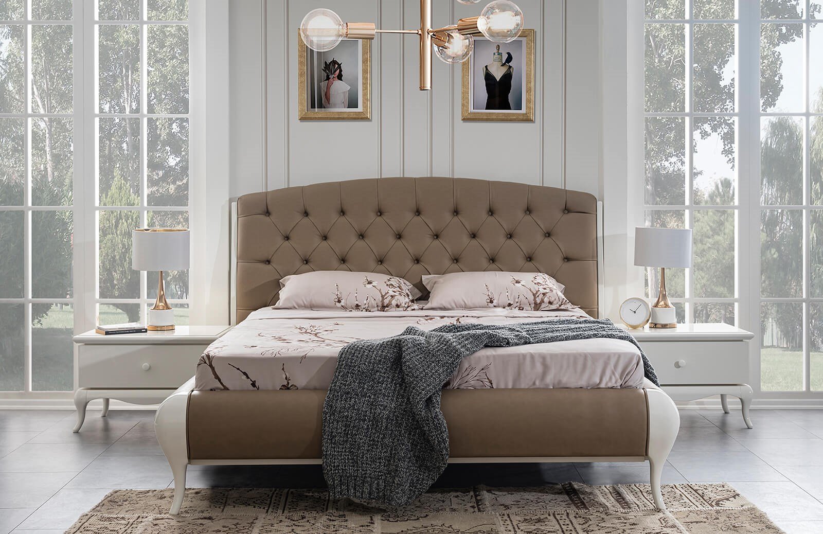 Barok Yatak Odası Takımı Ekru