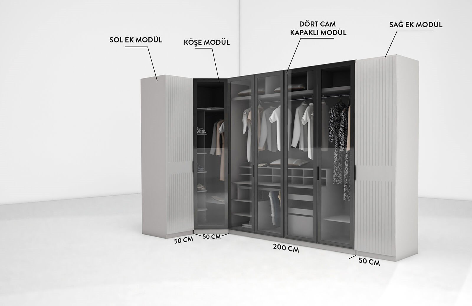 Clove Köşe Dolap Takım