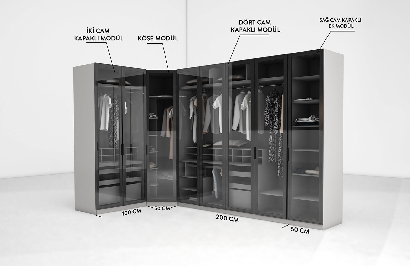 Clove Köşe Dolap Takım