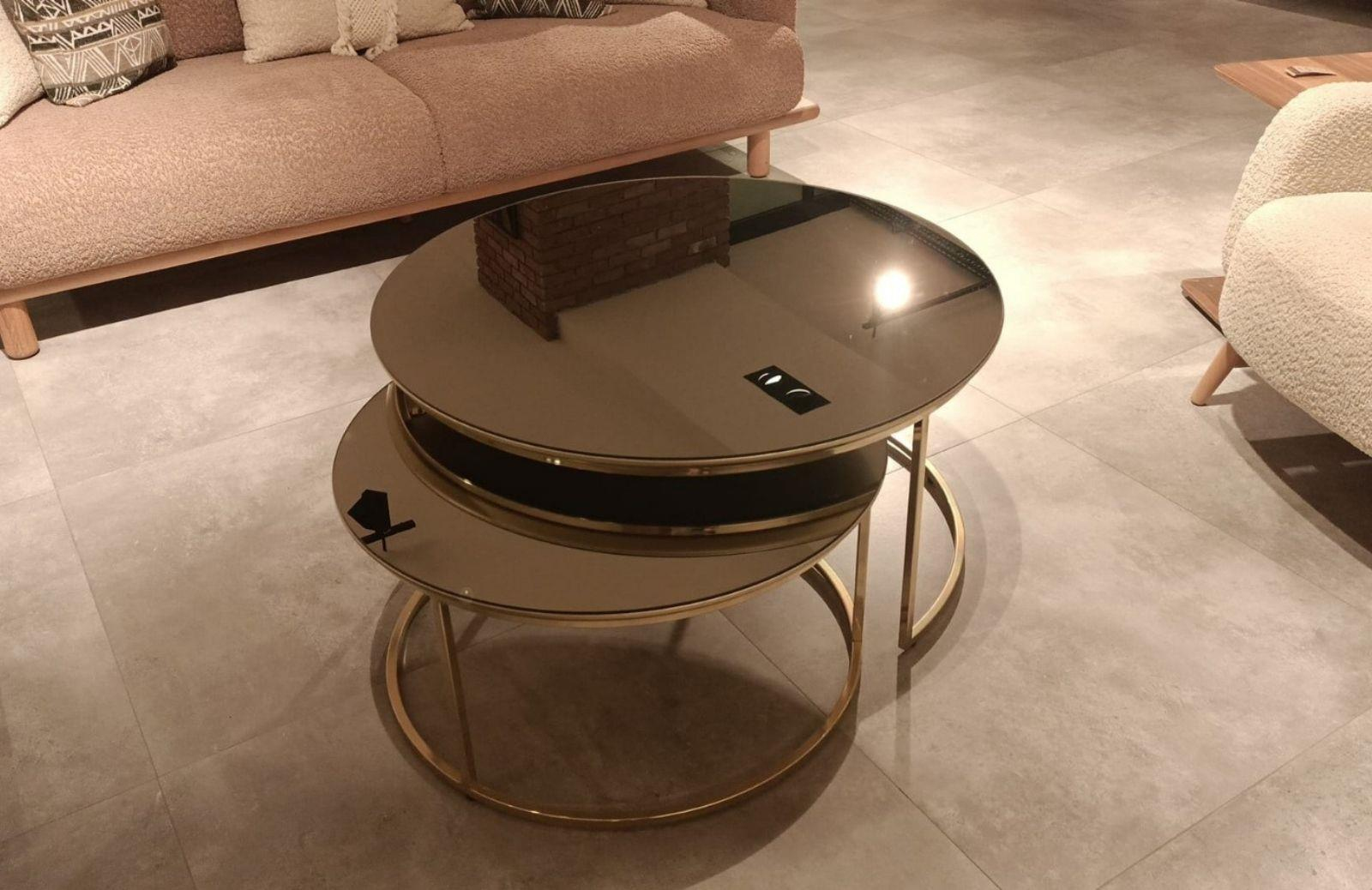 OUTLET-AVC - İkili Gold Orta Sehpa Seti