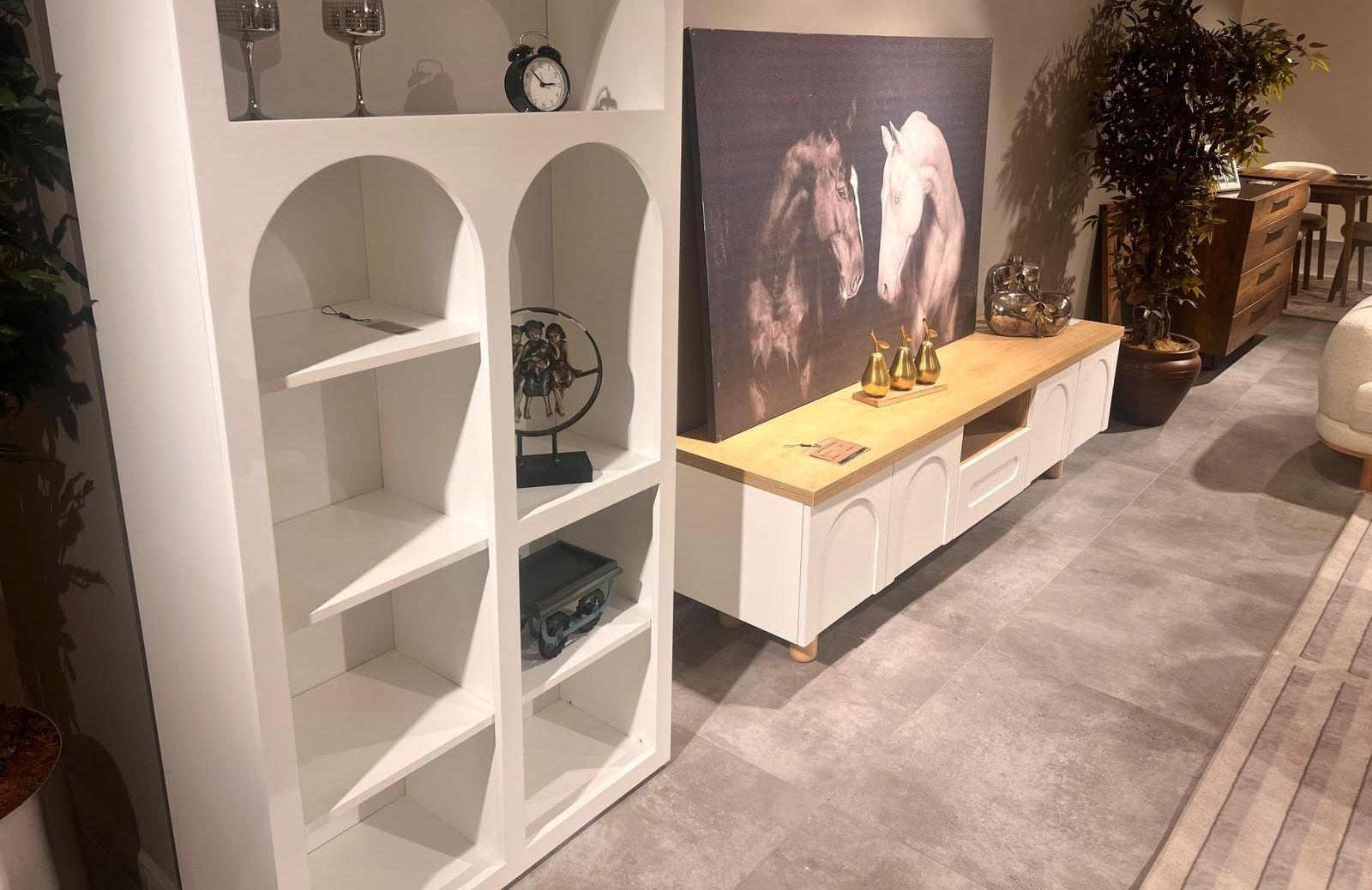 OUTLET - AVC - Latrell Retro Yemek Odası Takımı + TV Ünitesi + Kitaplık + Orta Sehpa + Yan Sehpa