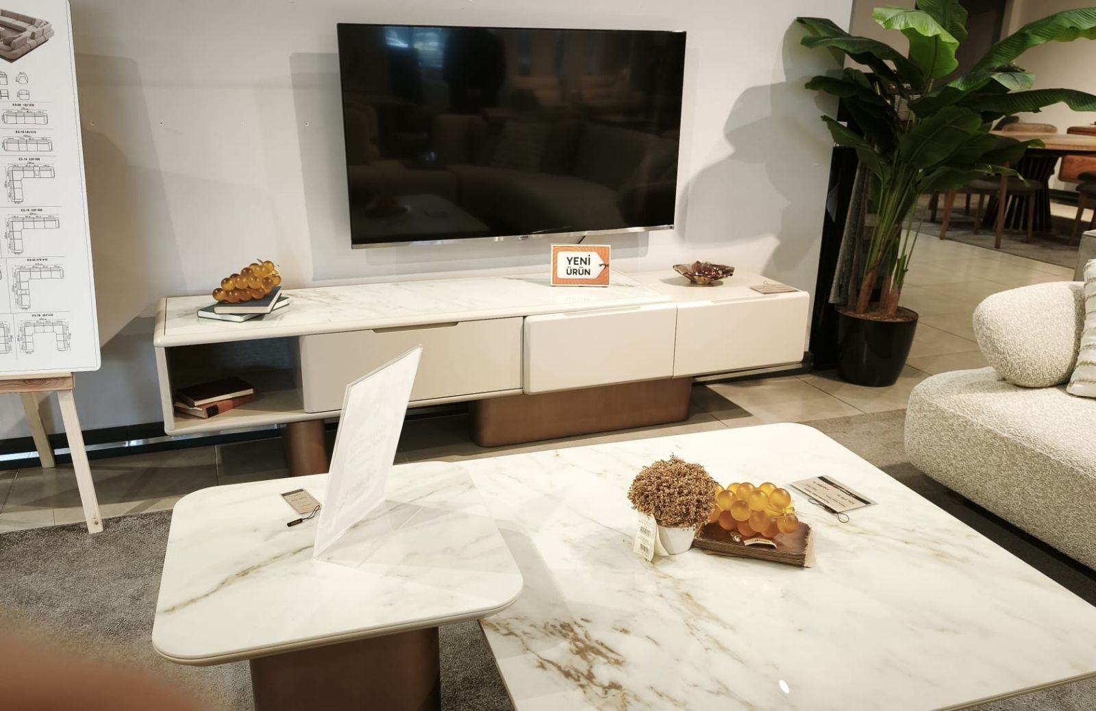 OUTLET - BDZ - Calviro Yemek Odası Takımı + Tv Ünitesi + Orta + Yan Sehpa