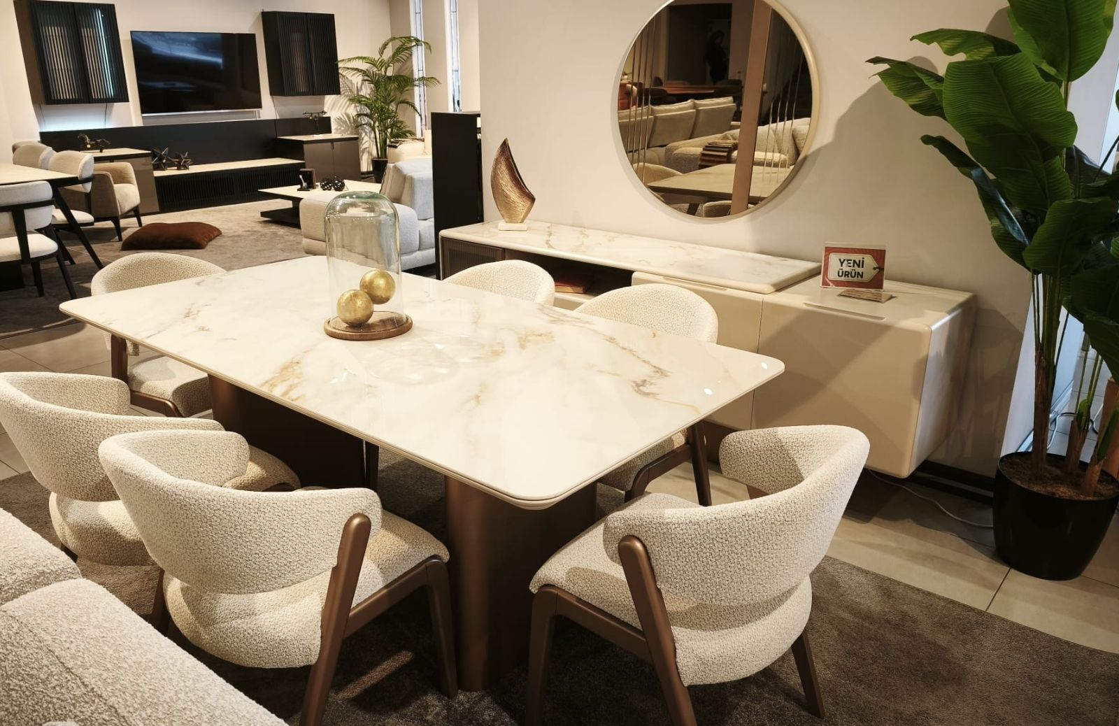 OUTLET - BDZ - Calviro Yemek Odası Takımı + Tv Ünitesi + Orta + Yan Sehpa