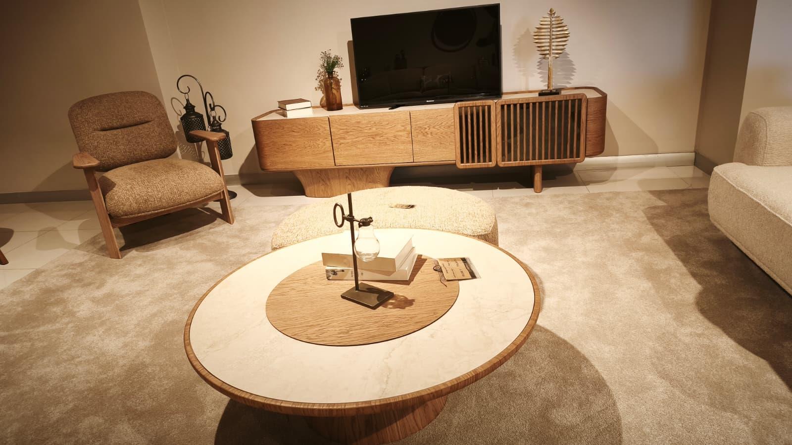 OUTLET-MLT- Arrigo Yemek Odası Takımı + TV + Orta Sehpa + Puf