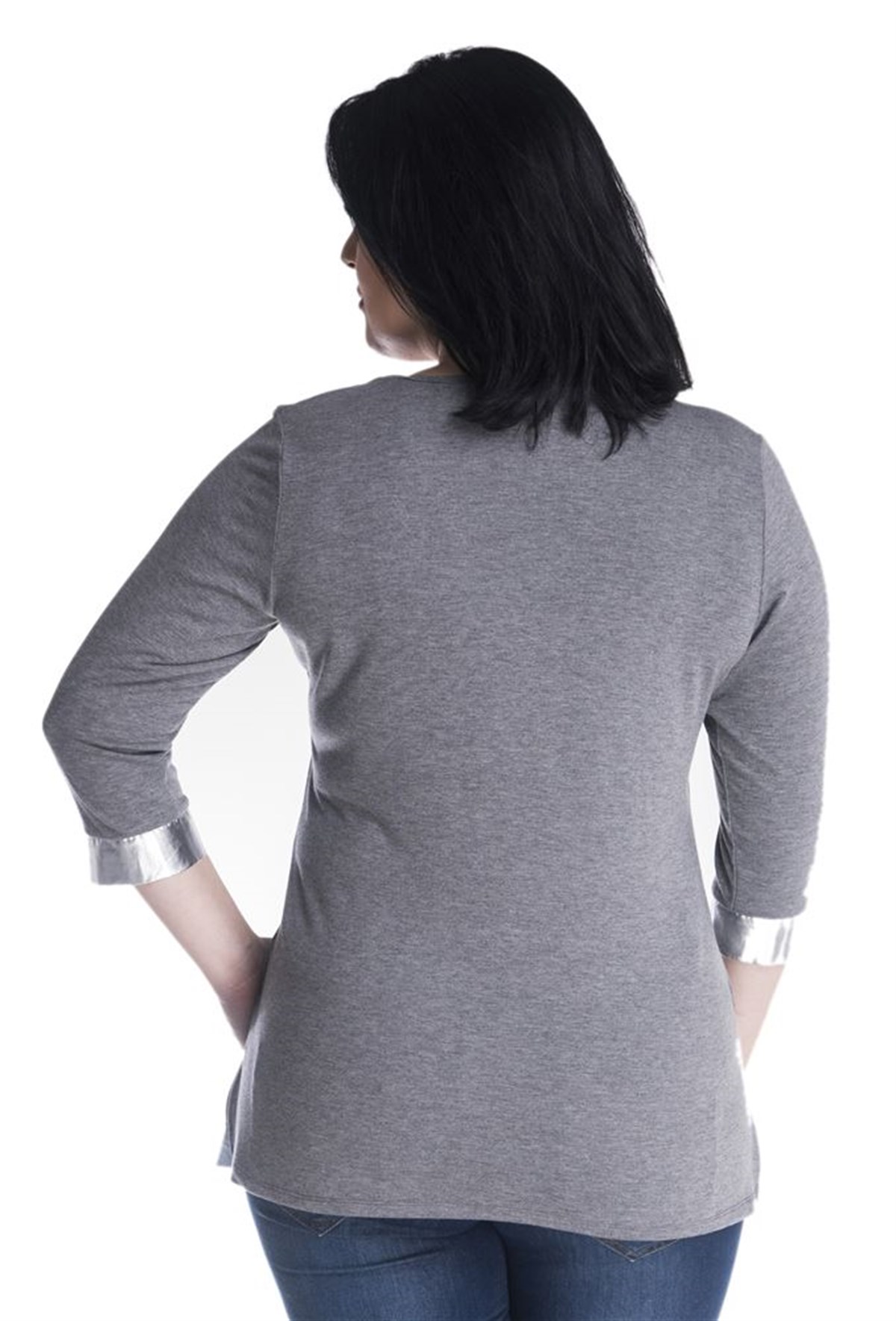 3/4 Kollu Garnili Örme BluzMYLINE13382-m