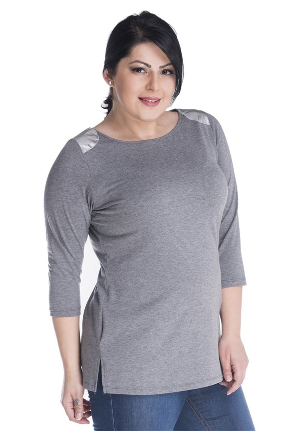 3/4 Kollu Omuz Garnili BluzMYLINE13383-m