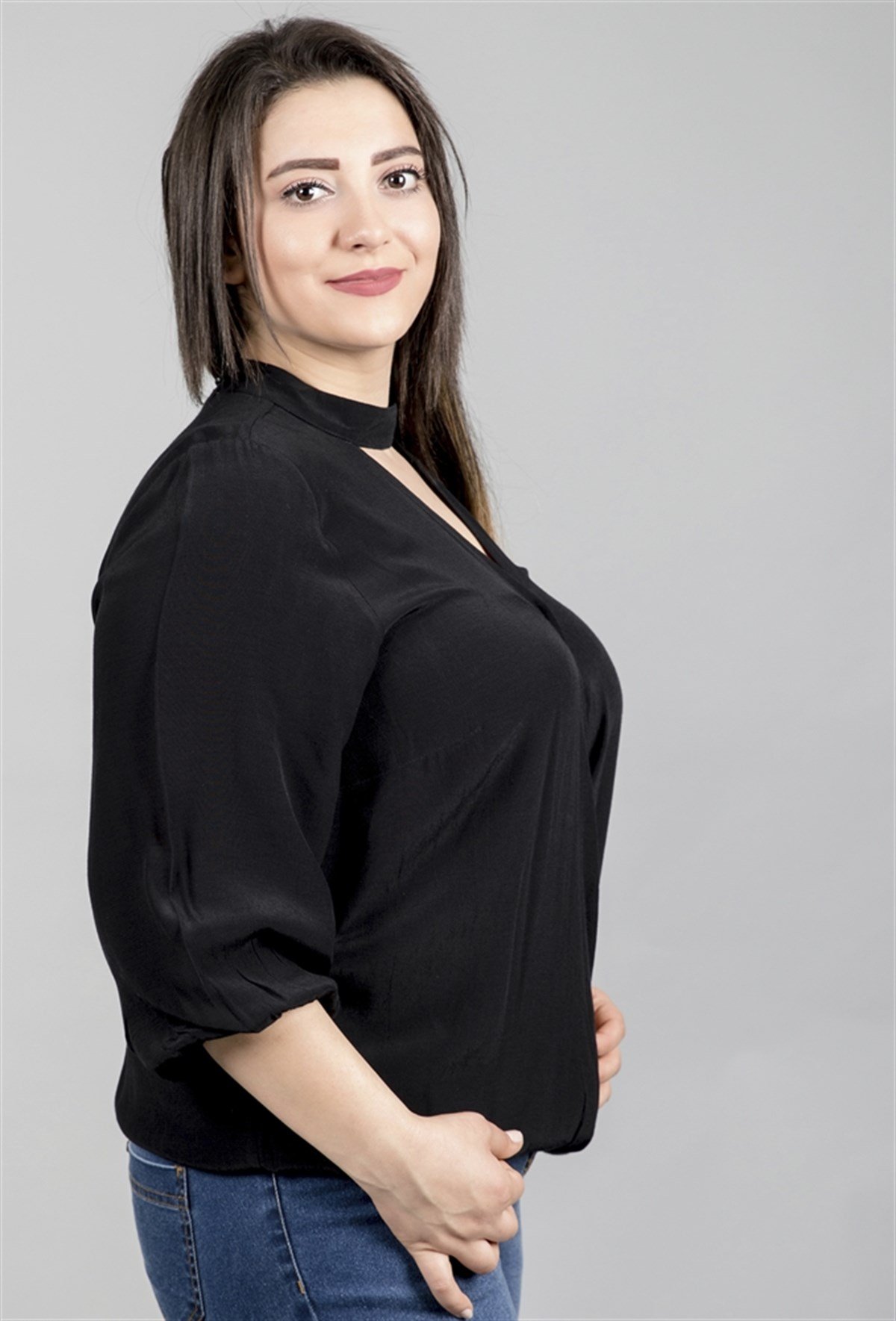 3/4 Kollu Önden Kruvazeli BluzMYLINE23779