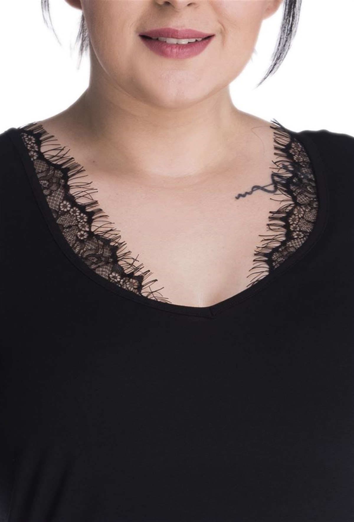 3/4 Kollu V Yakalı Penye BluzMYLINE13406-m