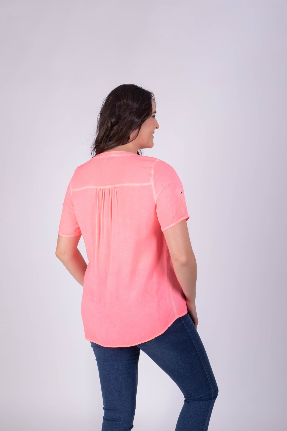 Açık Yaka Yarım Kol BluzMYLINE23914